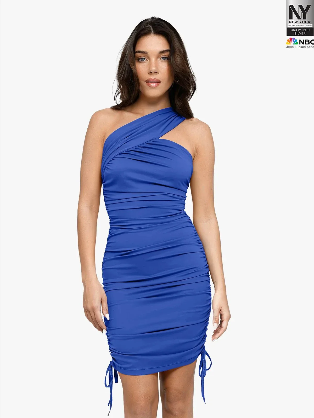 Bluetag Cooling Shapewear One-Shoulder Ruched Bodycon Dress - Image 12