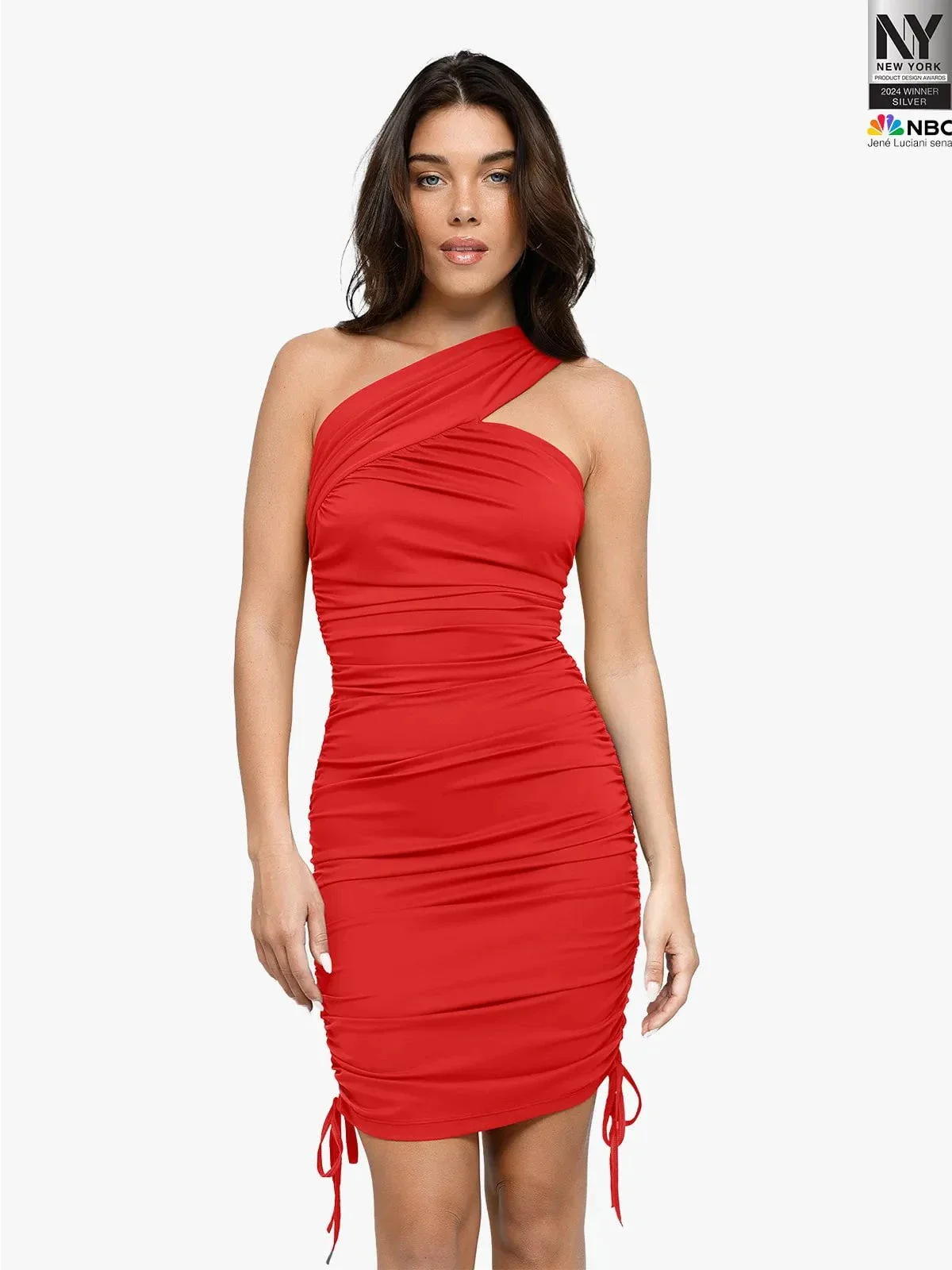 Bluetag Cooling Shapewear One-Shoulder Ruched Bodycon Dress - Image 7