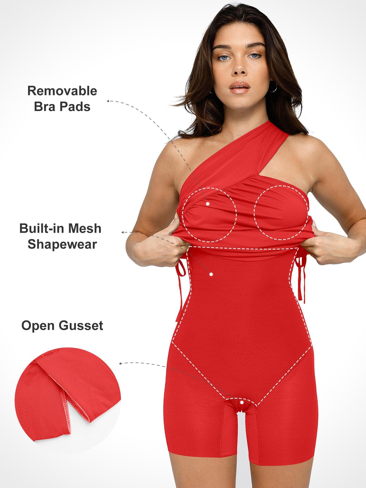 Bluetag Cooling Shapewear One-Shoulder Ruched Bodycon Dress - Image 8