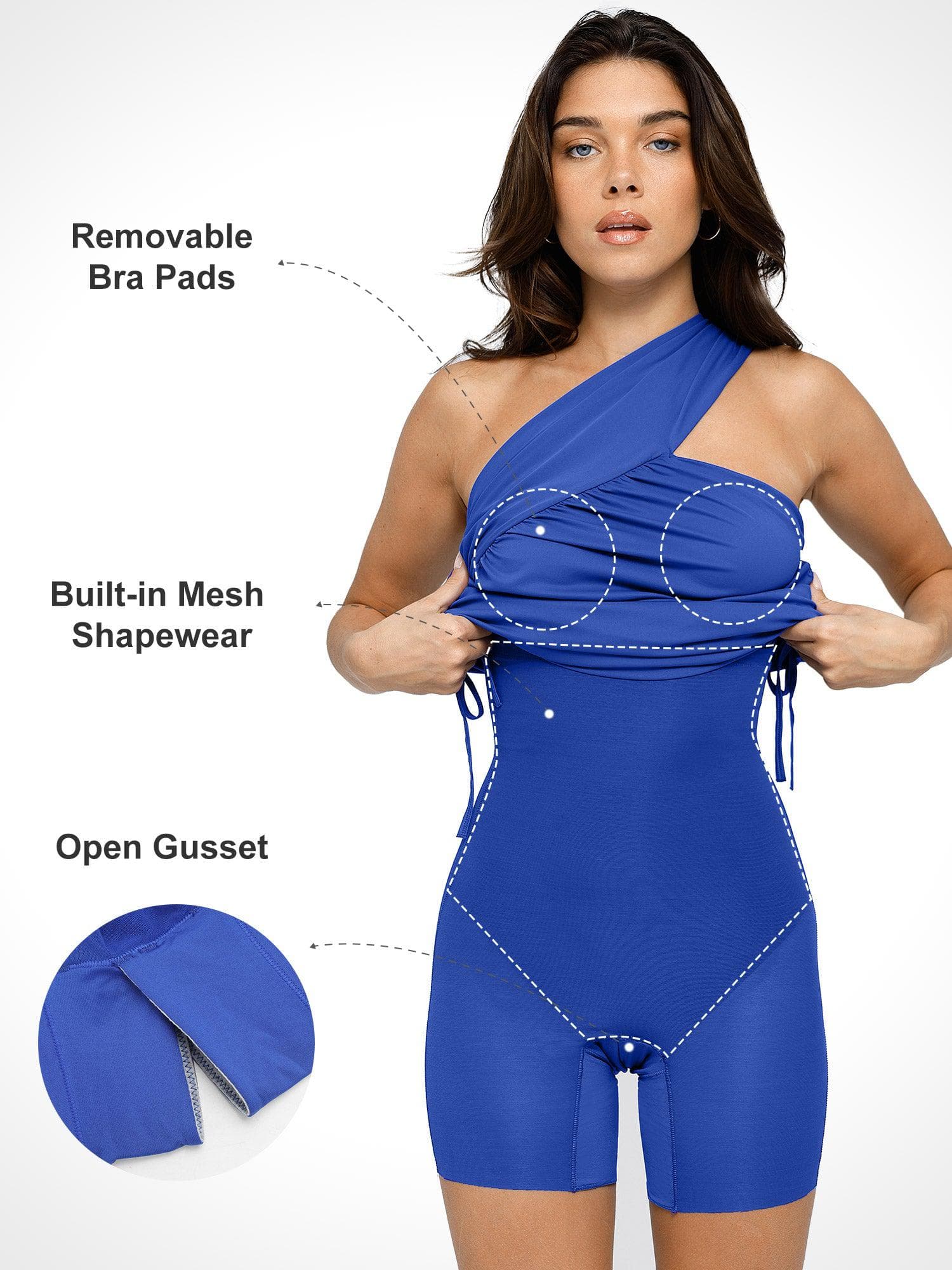 Bluetag Cooling Shapewear One-Shoulder Ruched Bodycon Dress - Image 13