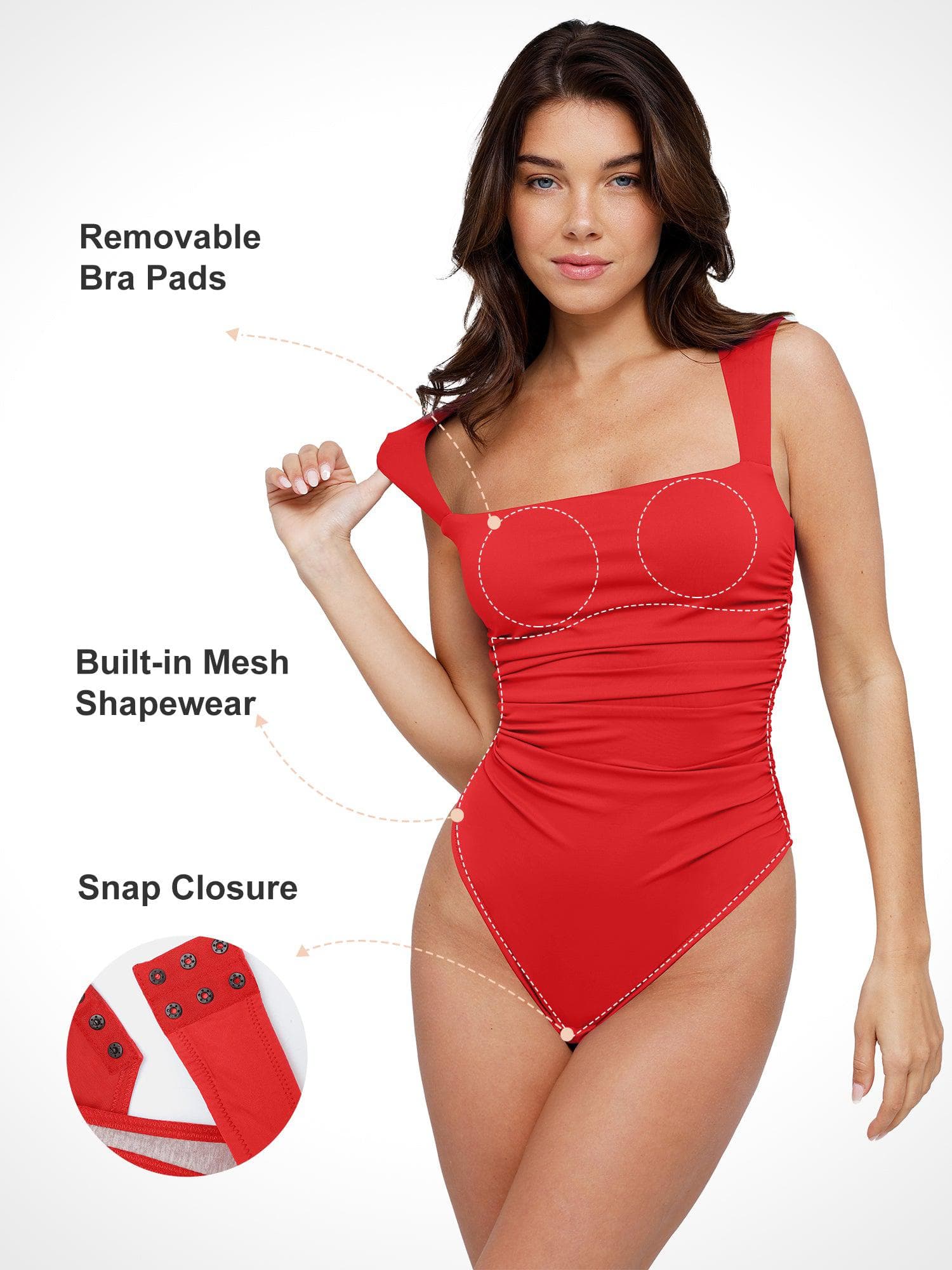 Shapewear Bluetag Ruched Square Neck Sculpting Bodysuit - Image 18