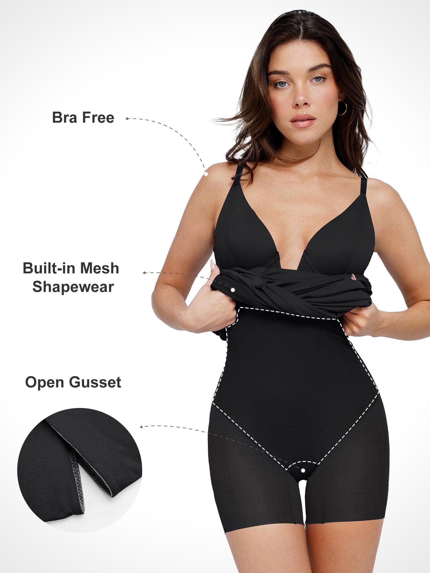 Bluetag Shapewear Plunging V Ruched Bodycon Mini Dress - Image 3