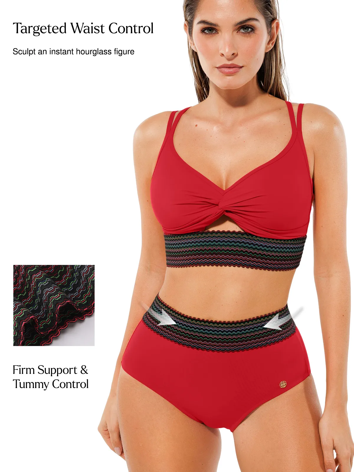 Boho Trim High Waist Tummy Control Bikini Set - Image 24