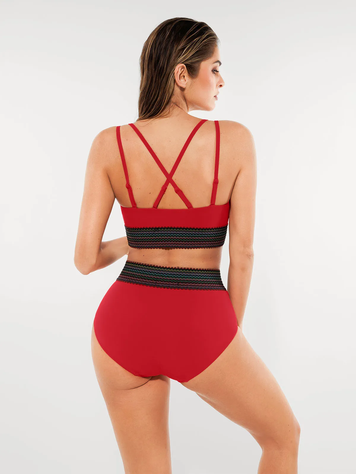 Boho Trim High Waist Tummy Control Bikini Set - Image 30