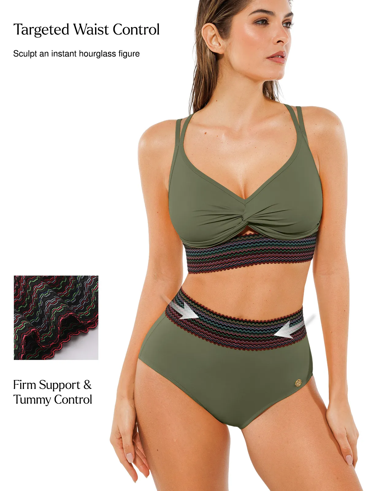 Boho Trim High Waist Tummy Control Bikini Set - Image 52