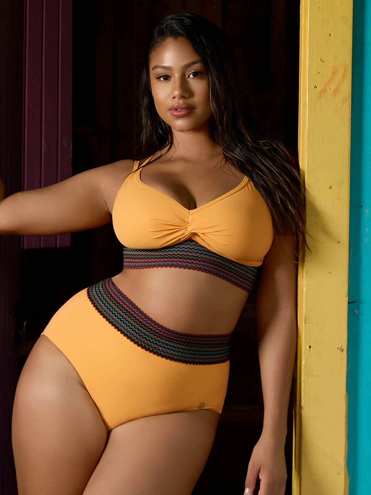Boho Trim High Waist Tummy Control Bikini Set - Image 69