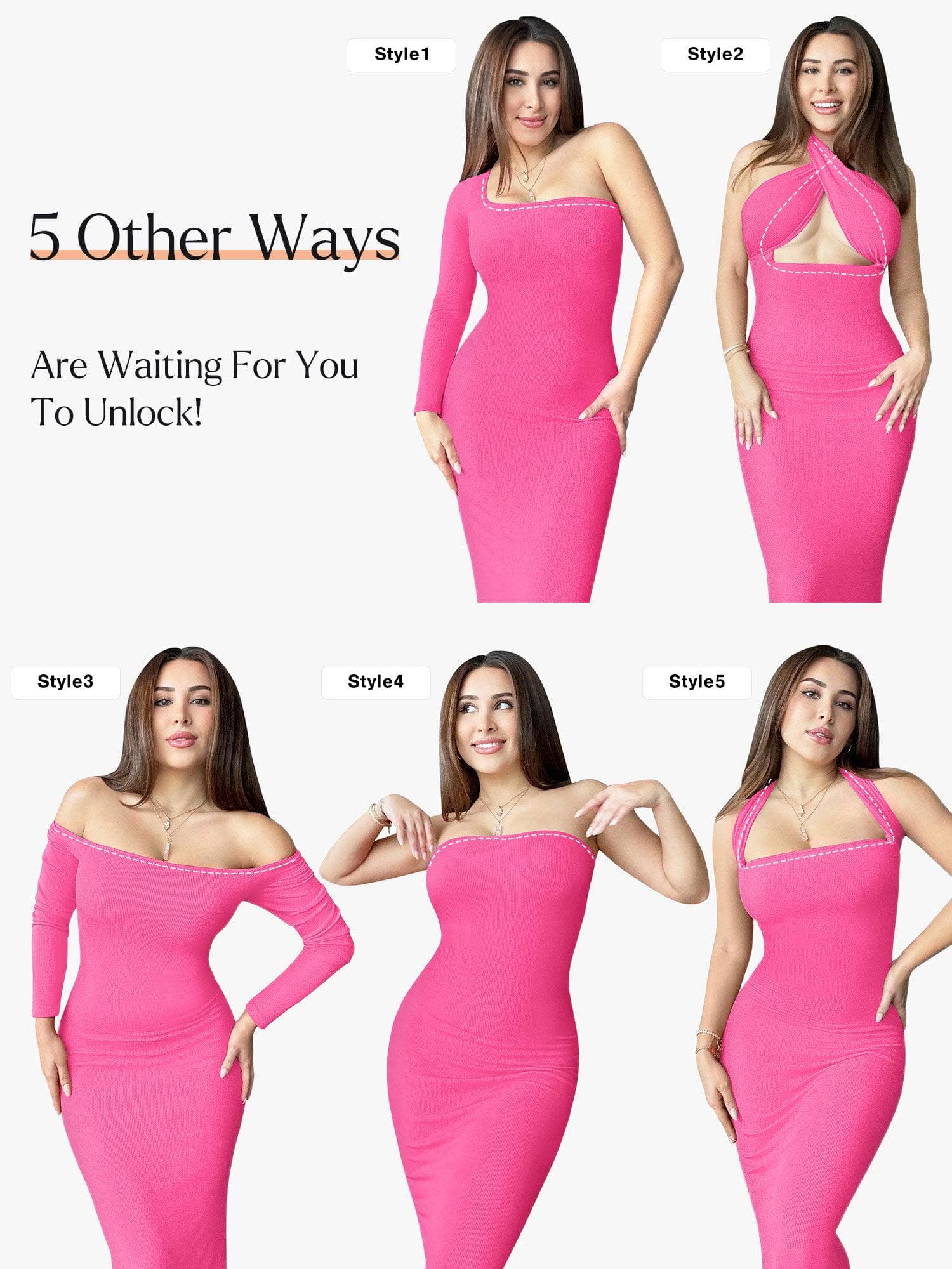 Shapewear Square Neck Long Sleeve Slimming Modal Maxi Dress - Image 16