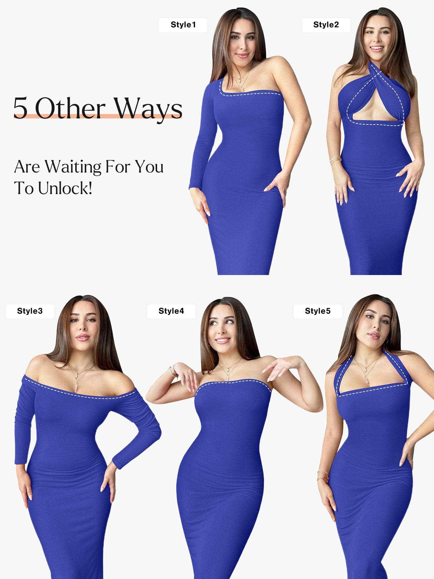 Shapewear Square Neck Long Sleeve Slimming Modal Maxi Dress - Image 21