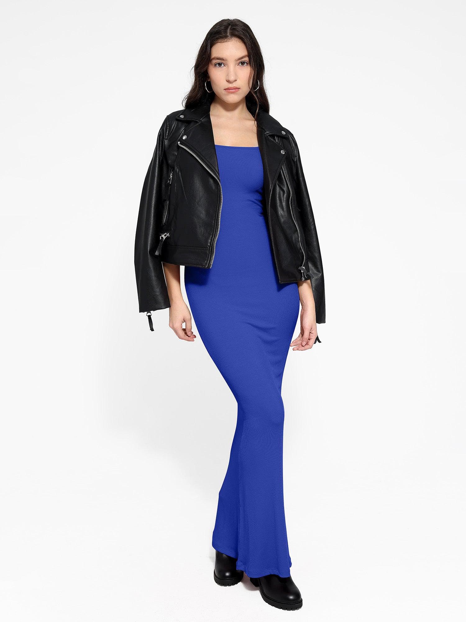 Shapewear Square Neck Long Sleeve Slimming Modal Maxi Dress - Image 23