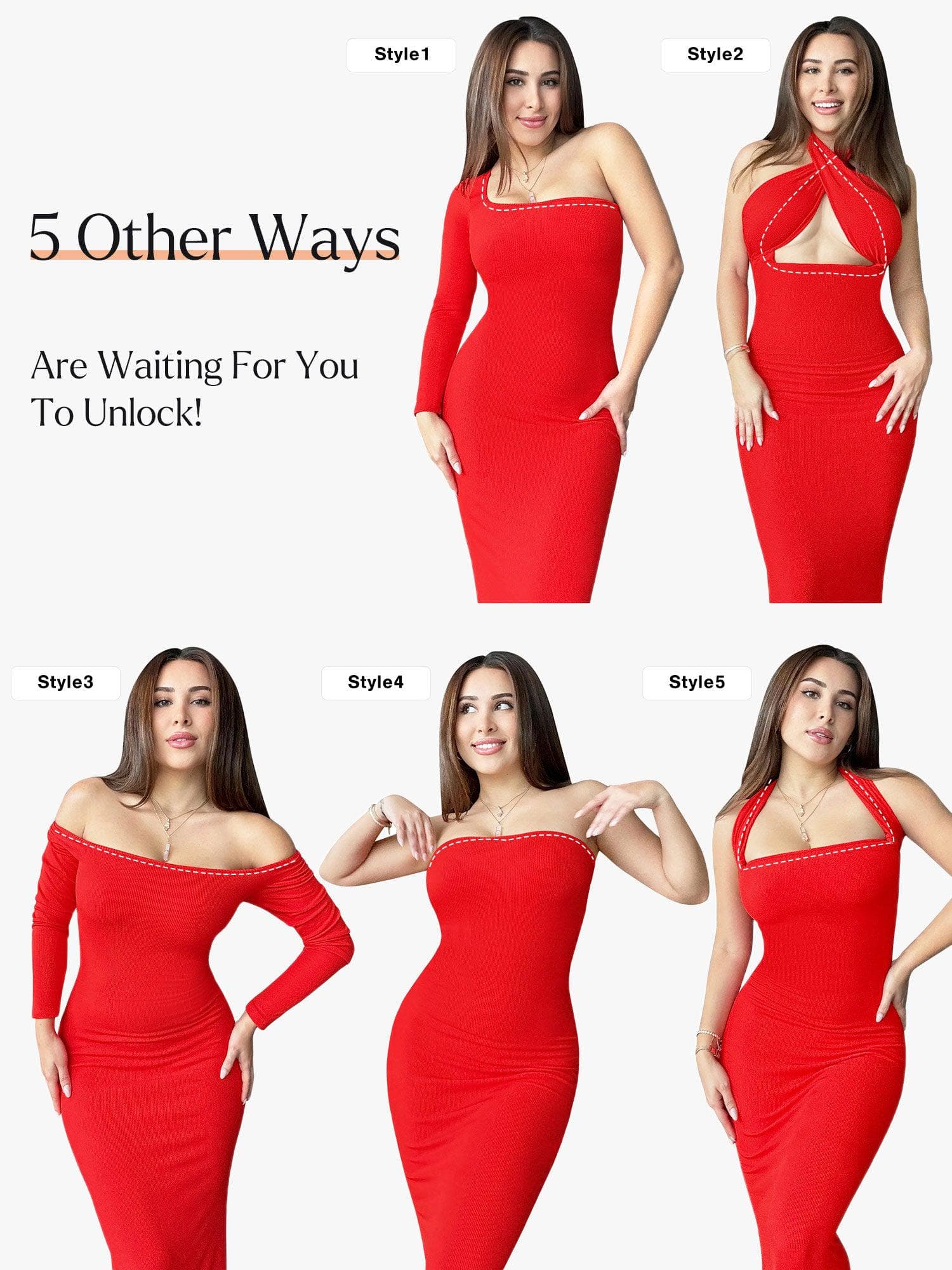 Shapewear Square Neck Long Sleeve Slimming Modal Maxi Dress - Image 37
