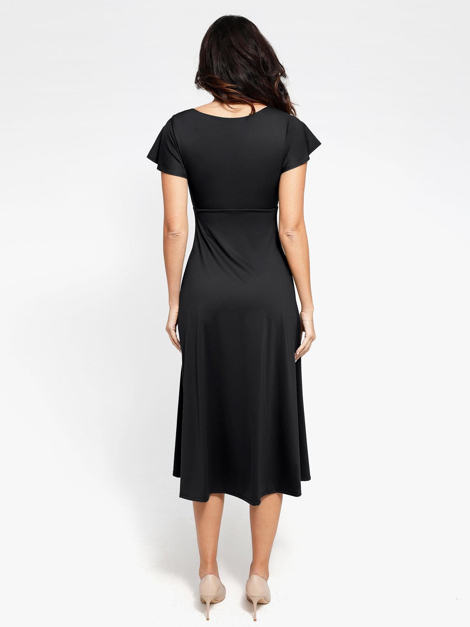 Shapewear Built-In Tummy Control A-Line Midi Dresses - Image 14