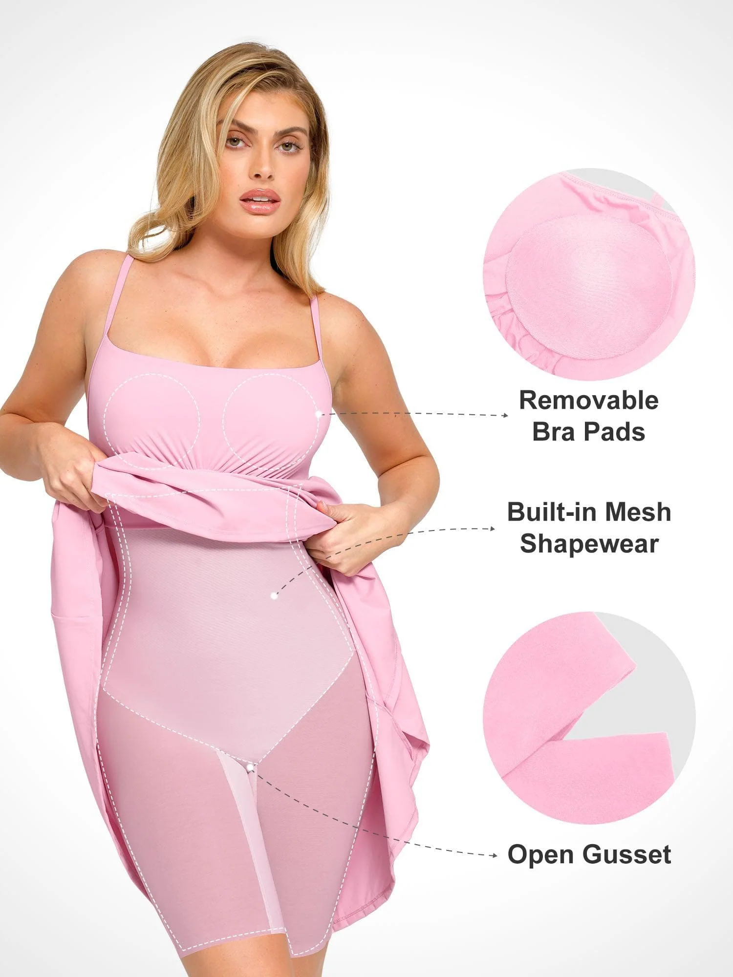 Shapewear Built-In Tummy Control A-Line Midi Dresses - Image 17