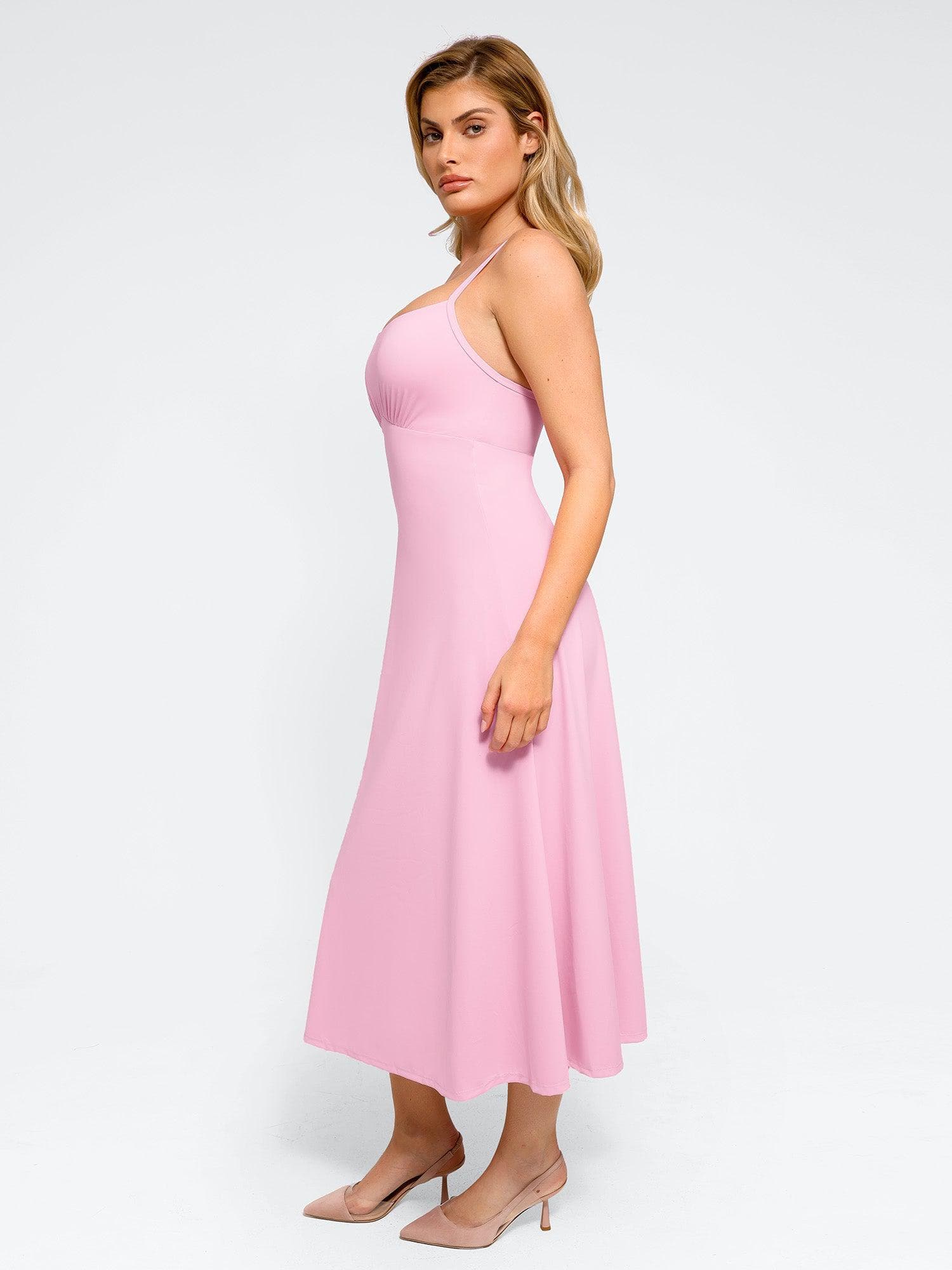 Shapewear Built-In Tummy Control A-Line Midi Dresses - Image 18