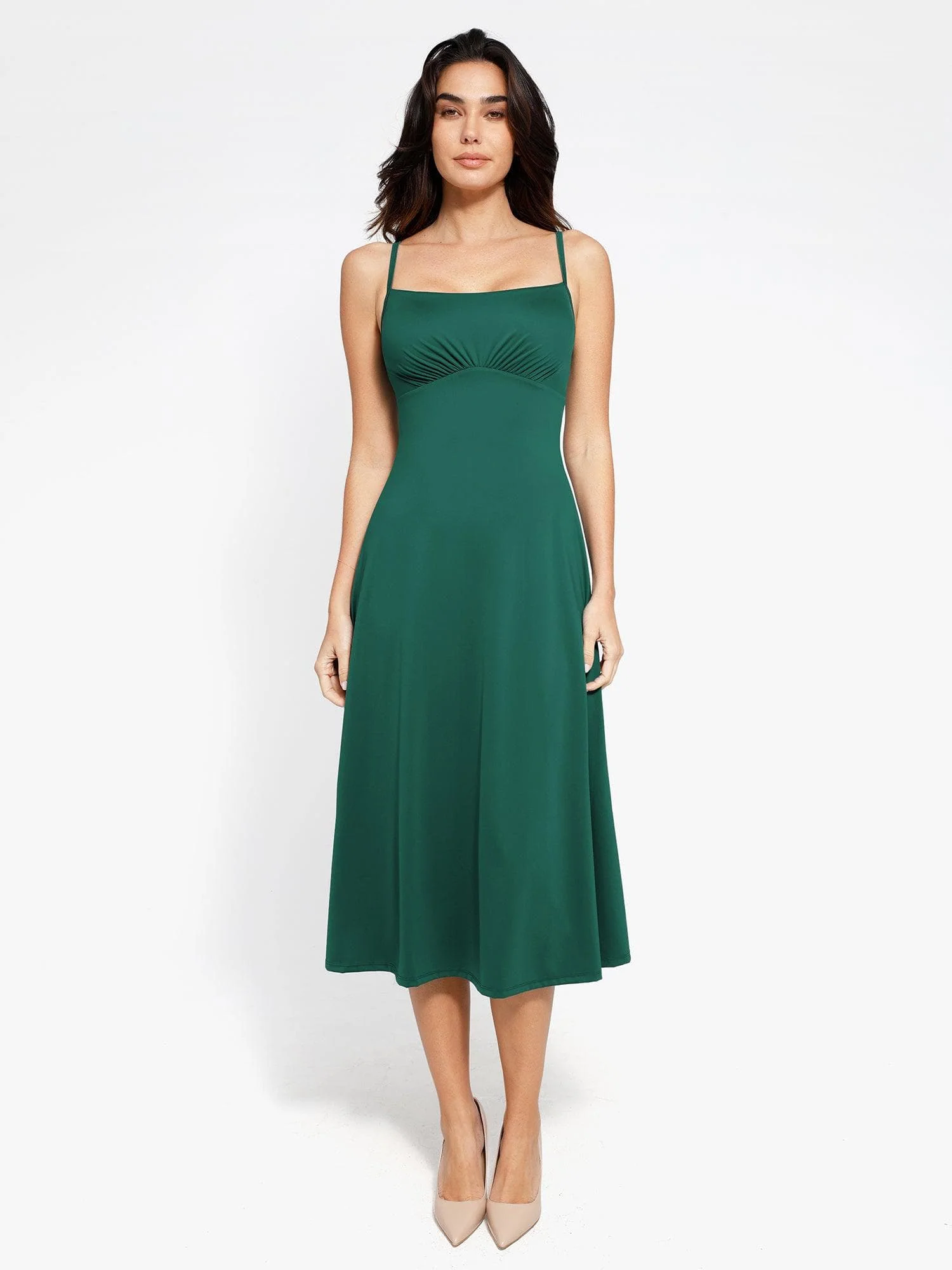 Shapewear Built-In Tummy Control A-Line Midi Dresses - Image 22