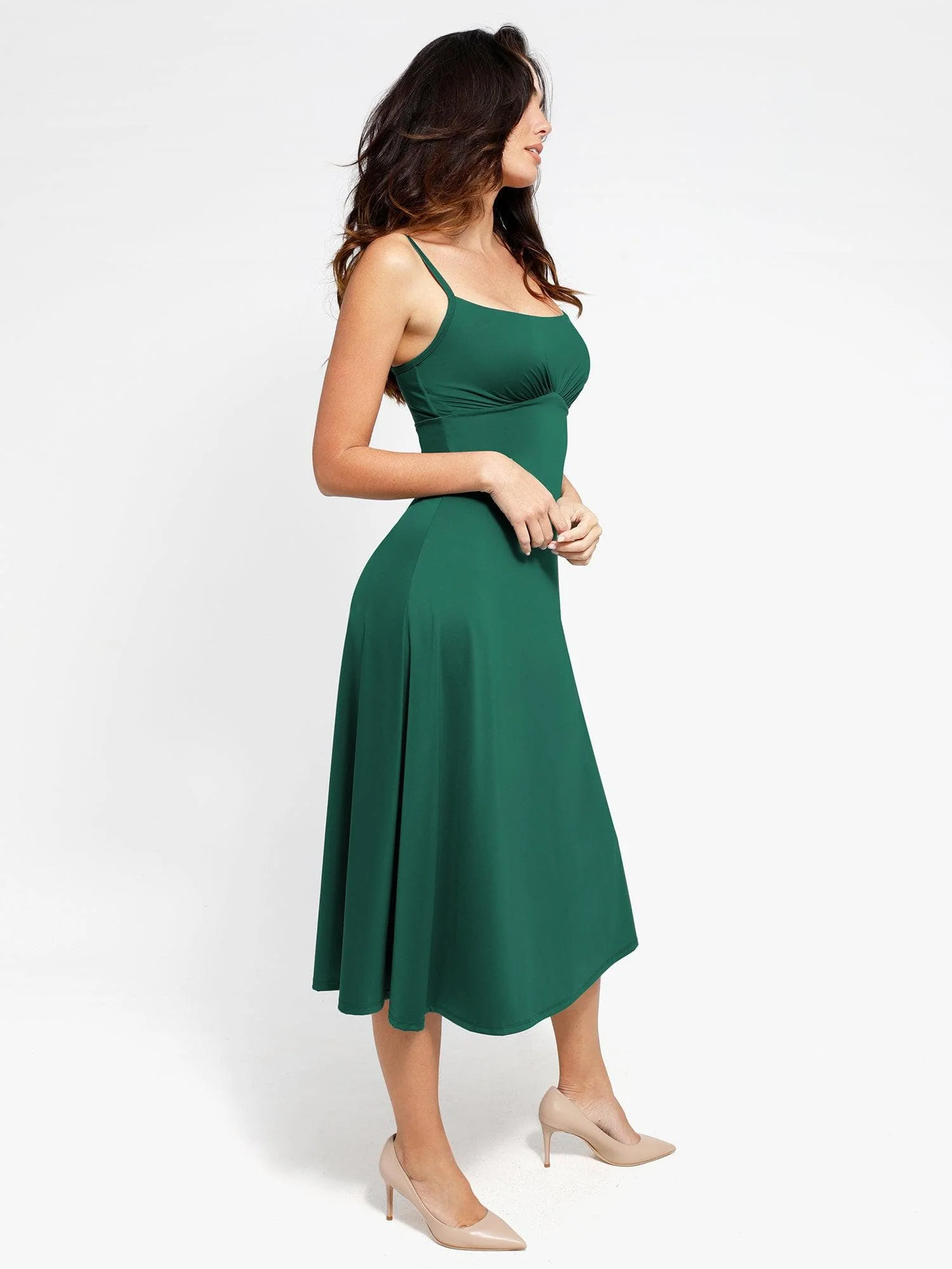 Shapewear Built-In Tummy Control A-Line Midi Dresses - Image 24