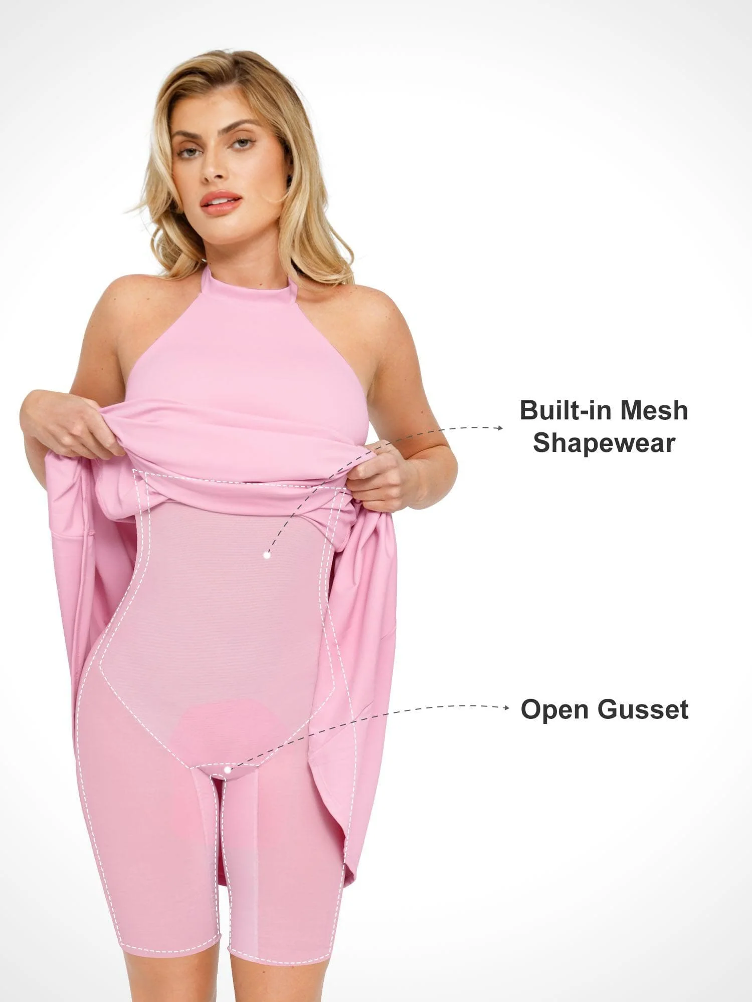 Shapewear Built-In Tummy Control A-Line Midi Dresses - Image 31