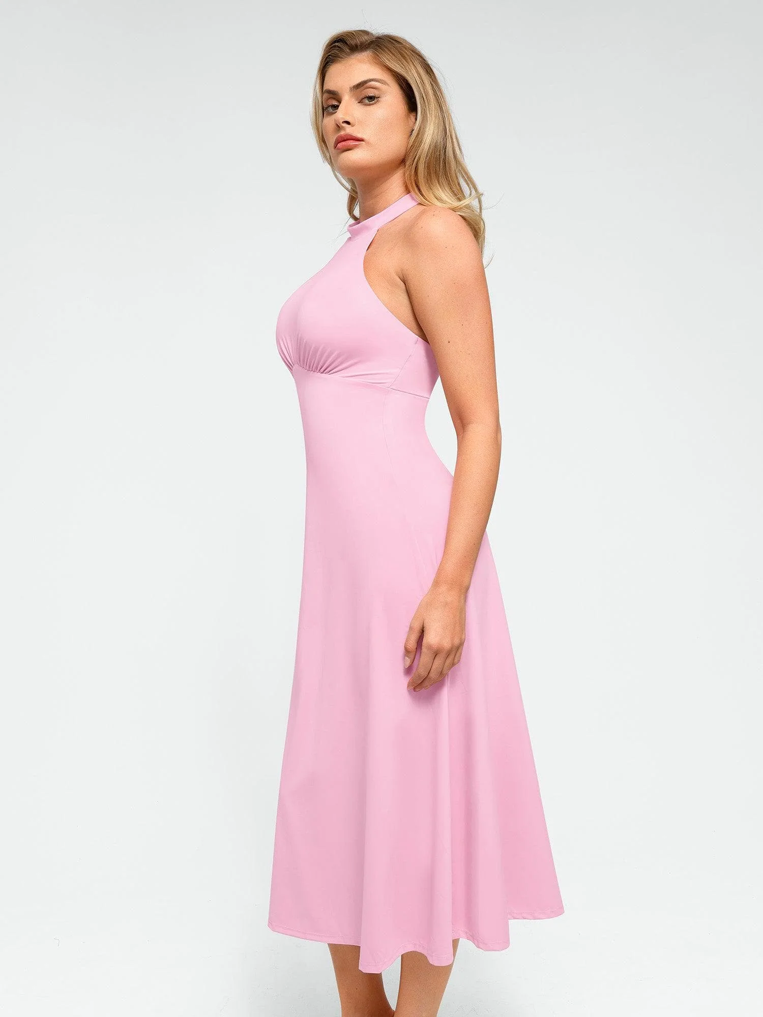 Shapewear Built-In Tummy Control A-Line Midi Dresses - Image 32