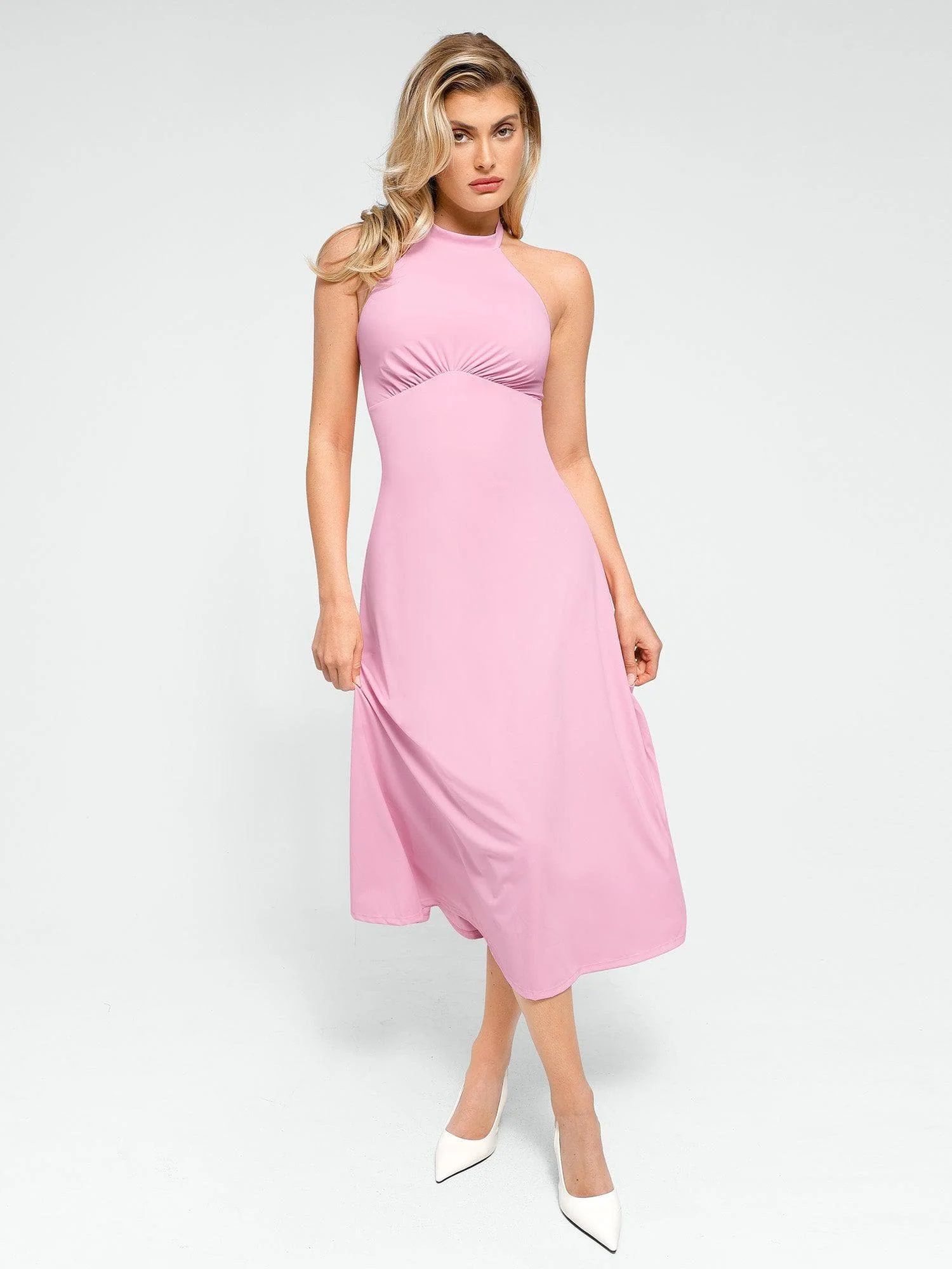 Shapewear Built-In Tummy Control A-Line Midi Dresses - Image 34