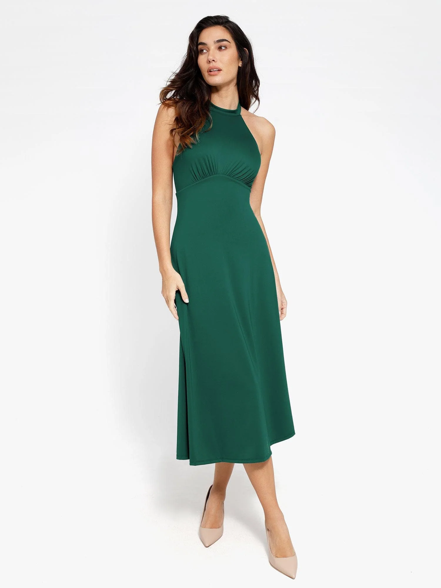 Shapewear Built-In Tummy Control A-Line Midi Dresses - Image 39