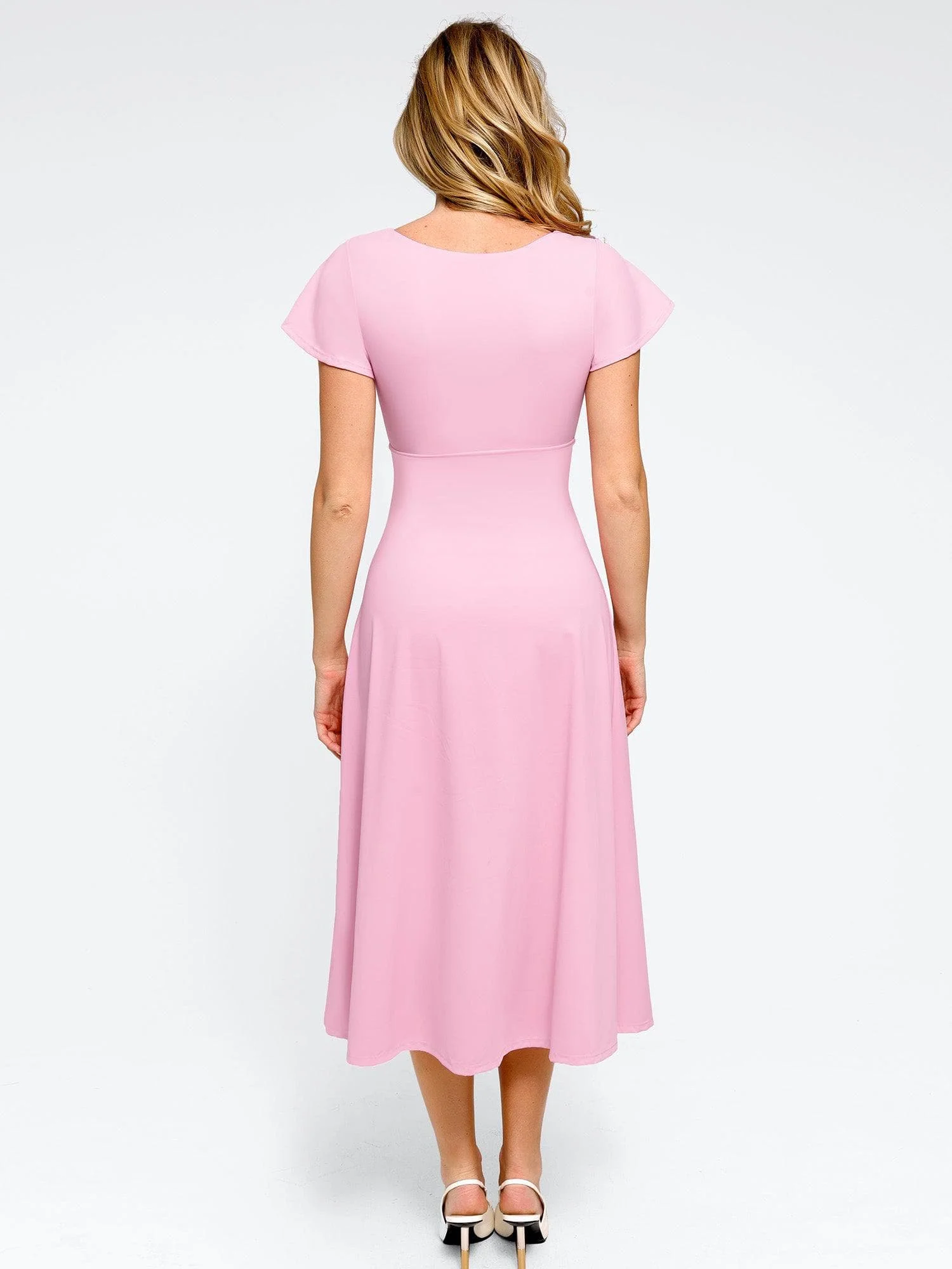 Shapewear Built-In Tummy Control A-Line Midi Dresses - Image 4