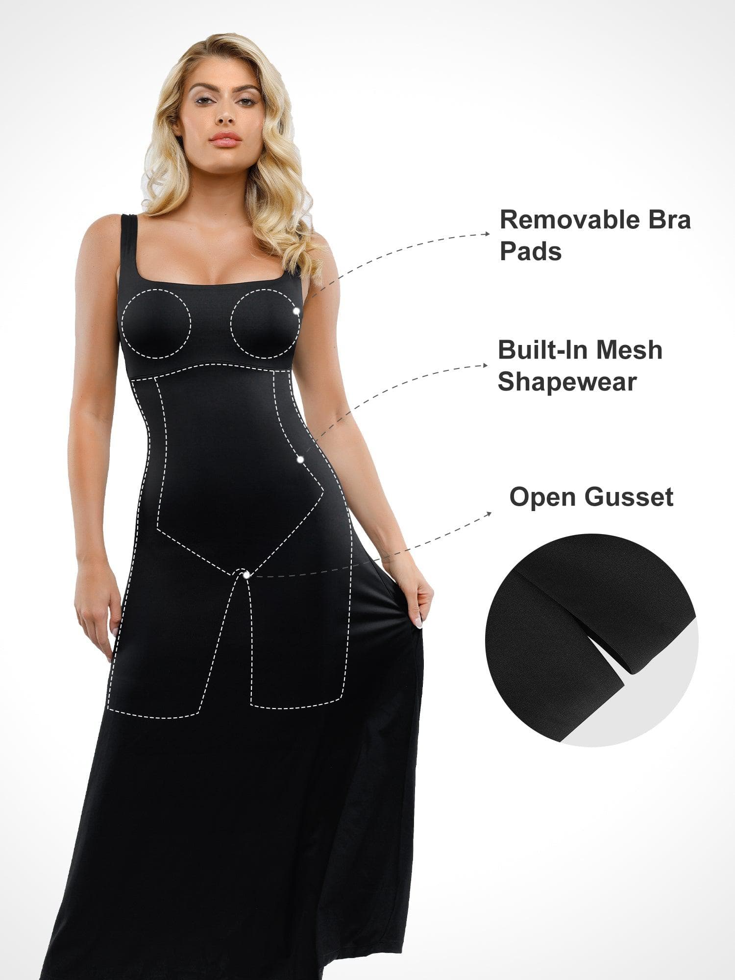 Shapewear Built-In Tummy Control A-Line Midi Dresses - Image 50