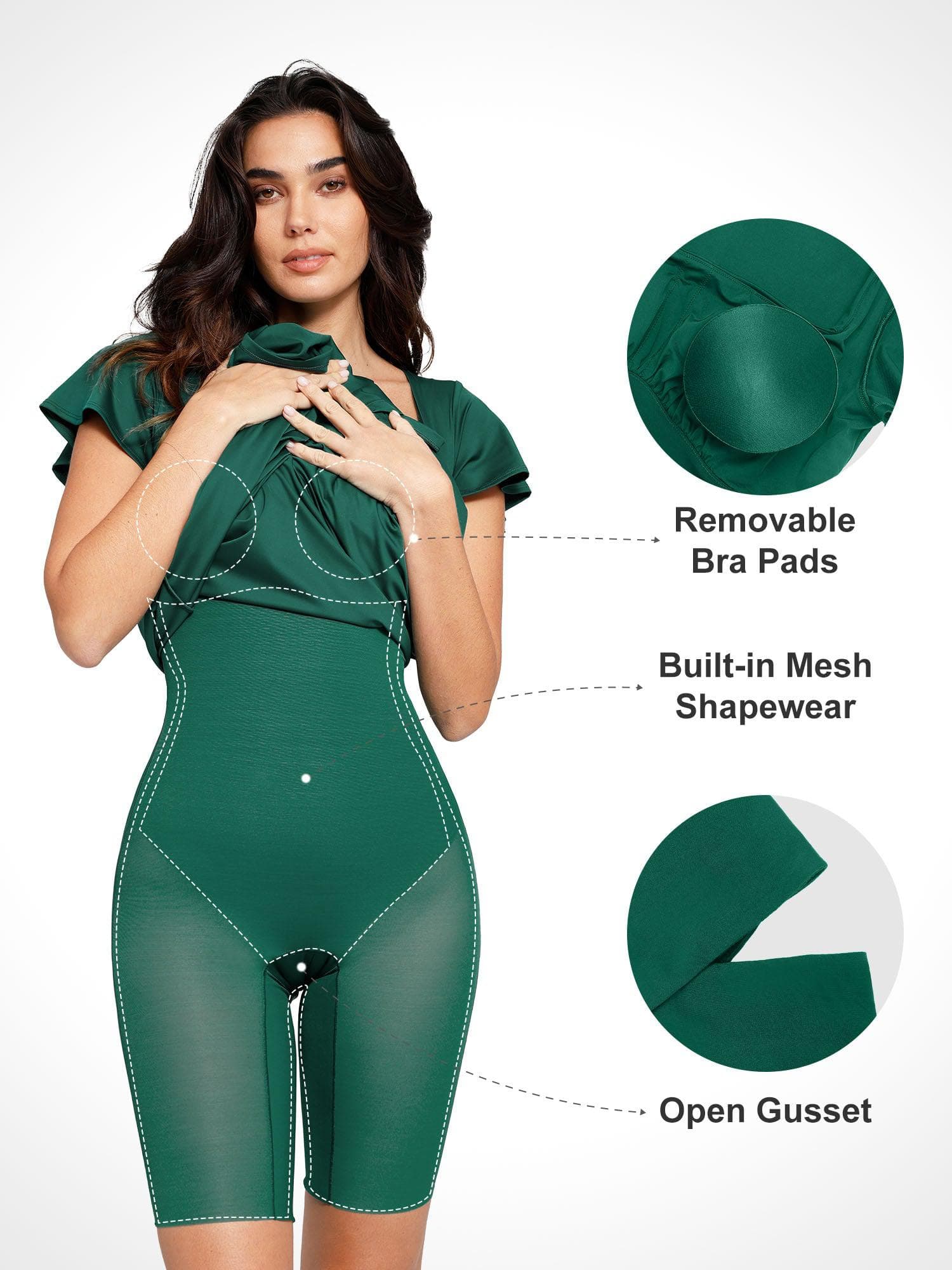 Shapewear Built-In Tummy Control A-Line Midi Dresses - Image 7