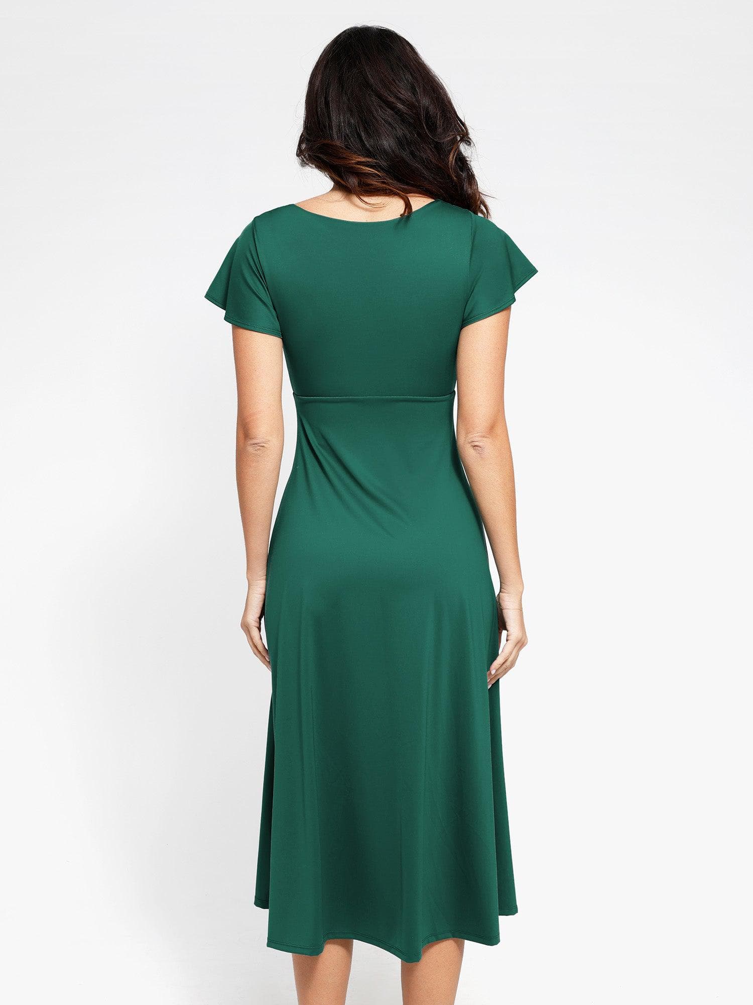 Shapewear Built-In Tummy Control A-Line Midi Dresses - Image 9