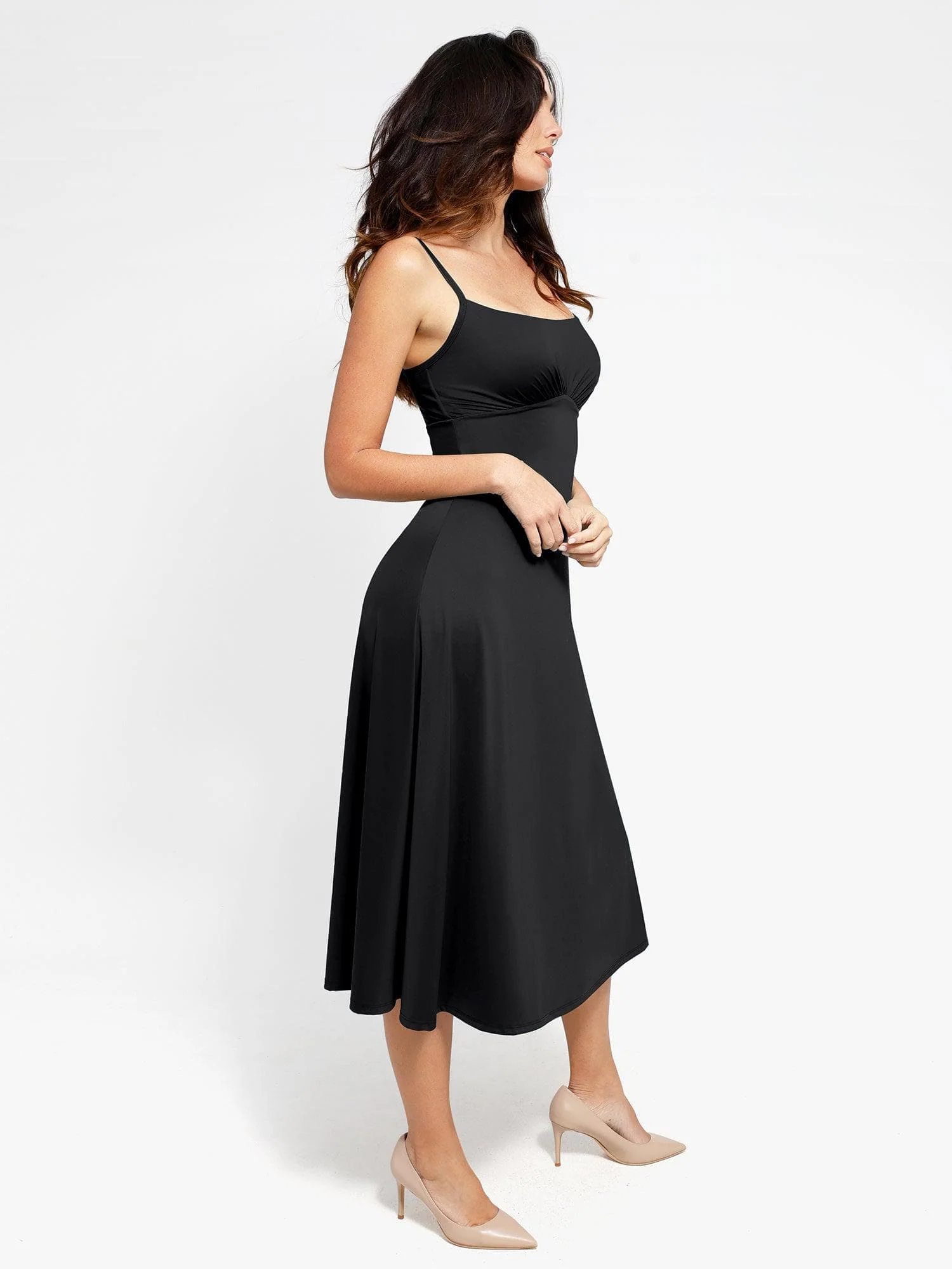 Shapewear Built-In Sculpting A-Line Midi Slip Dress - Image 14