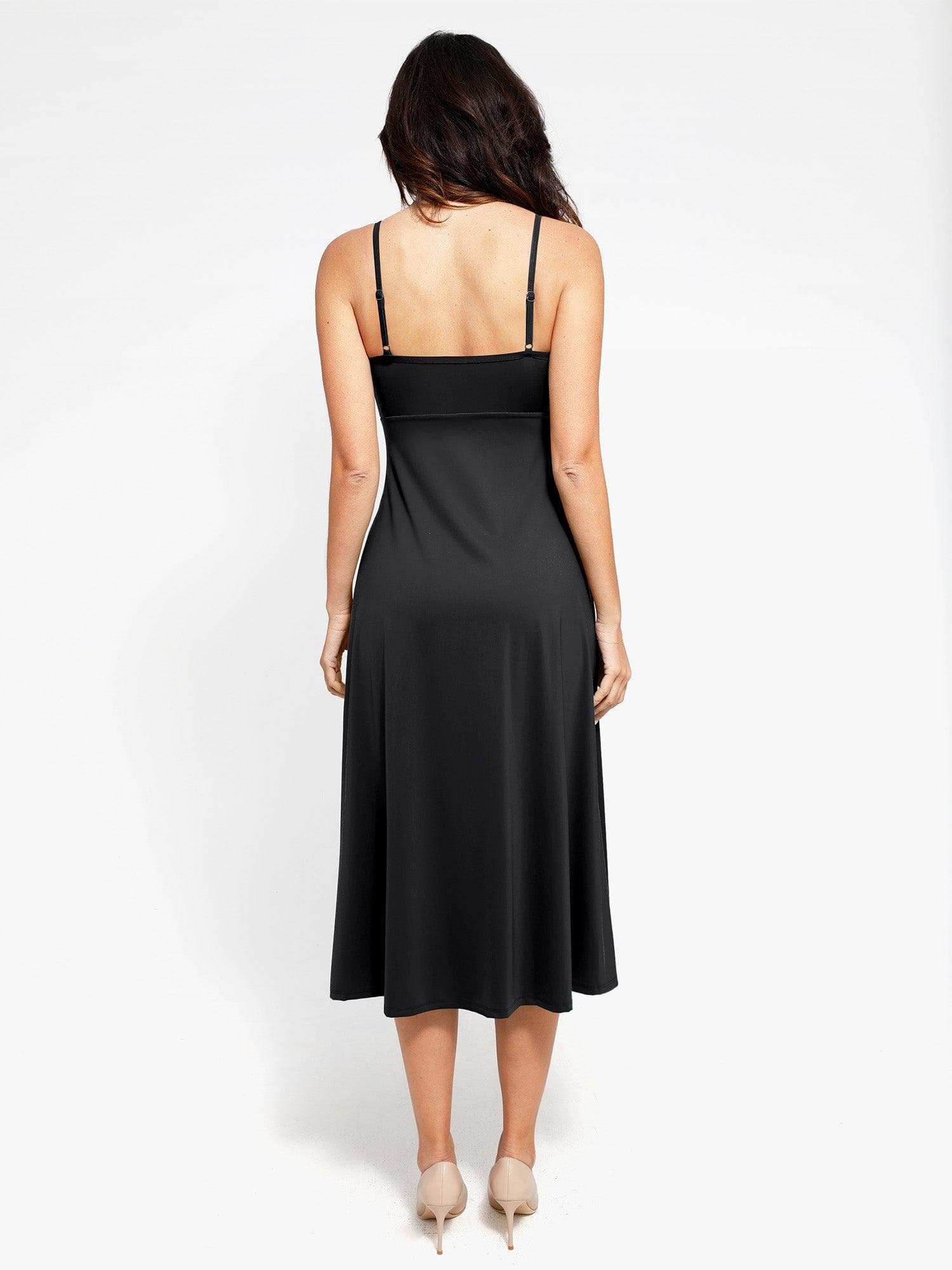 Shapewear Built-In Sculpting A-Line Midi Slip Dress - Image 15