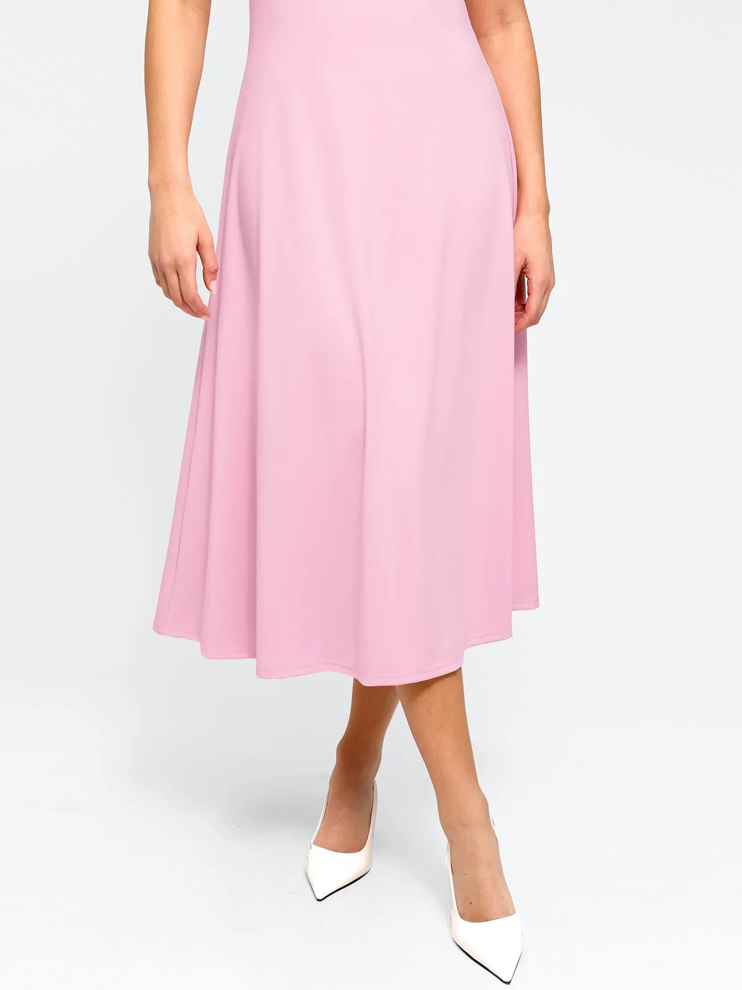 Shapewear Flutter Sleeve Sculpting A-Line Midi Dress - Image 8