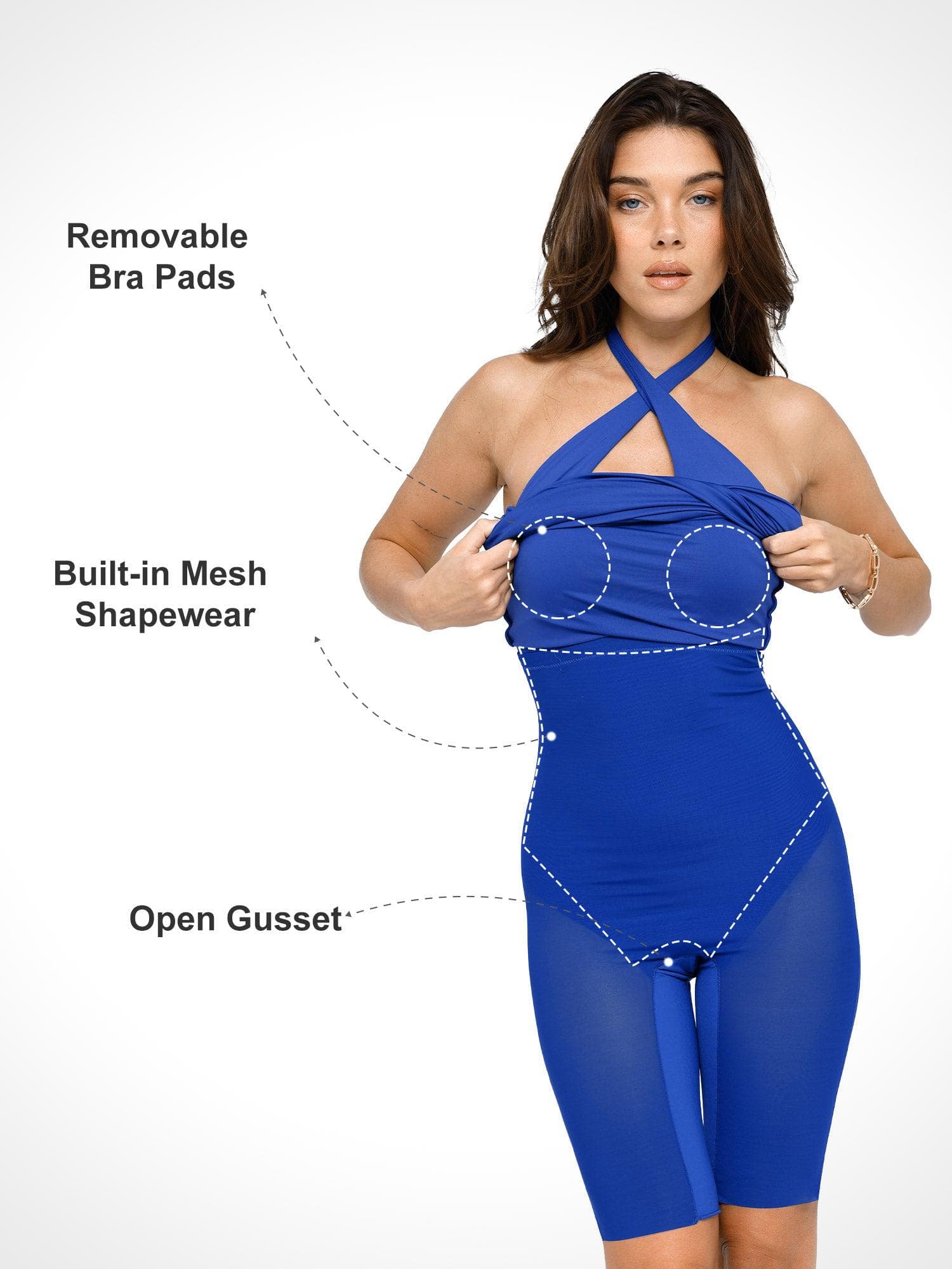 Shapewear Convertible Backless Halter Sculpting Midi Dress - Image 10