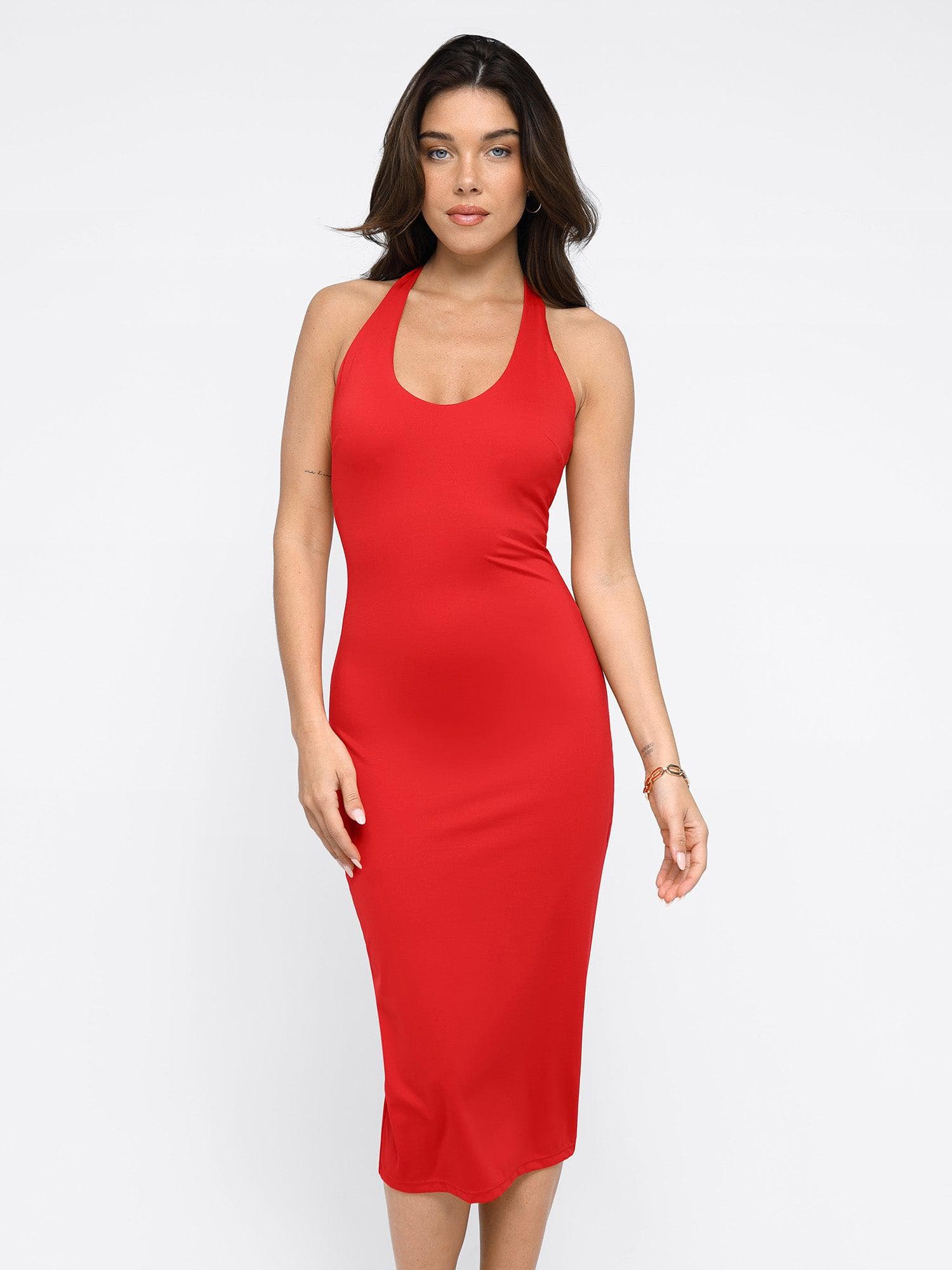 Shapewear Convertible Backless Halter Sculpting Midi Dress - Image 17