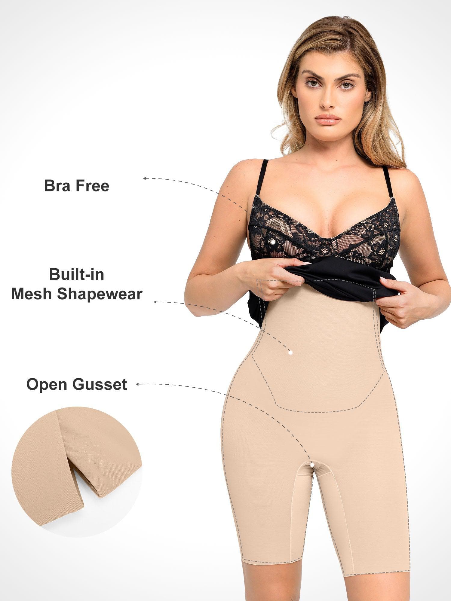 Shapewear Sculpting Lace Corset Midi Slip Dress - Image 12