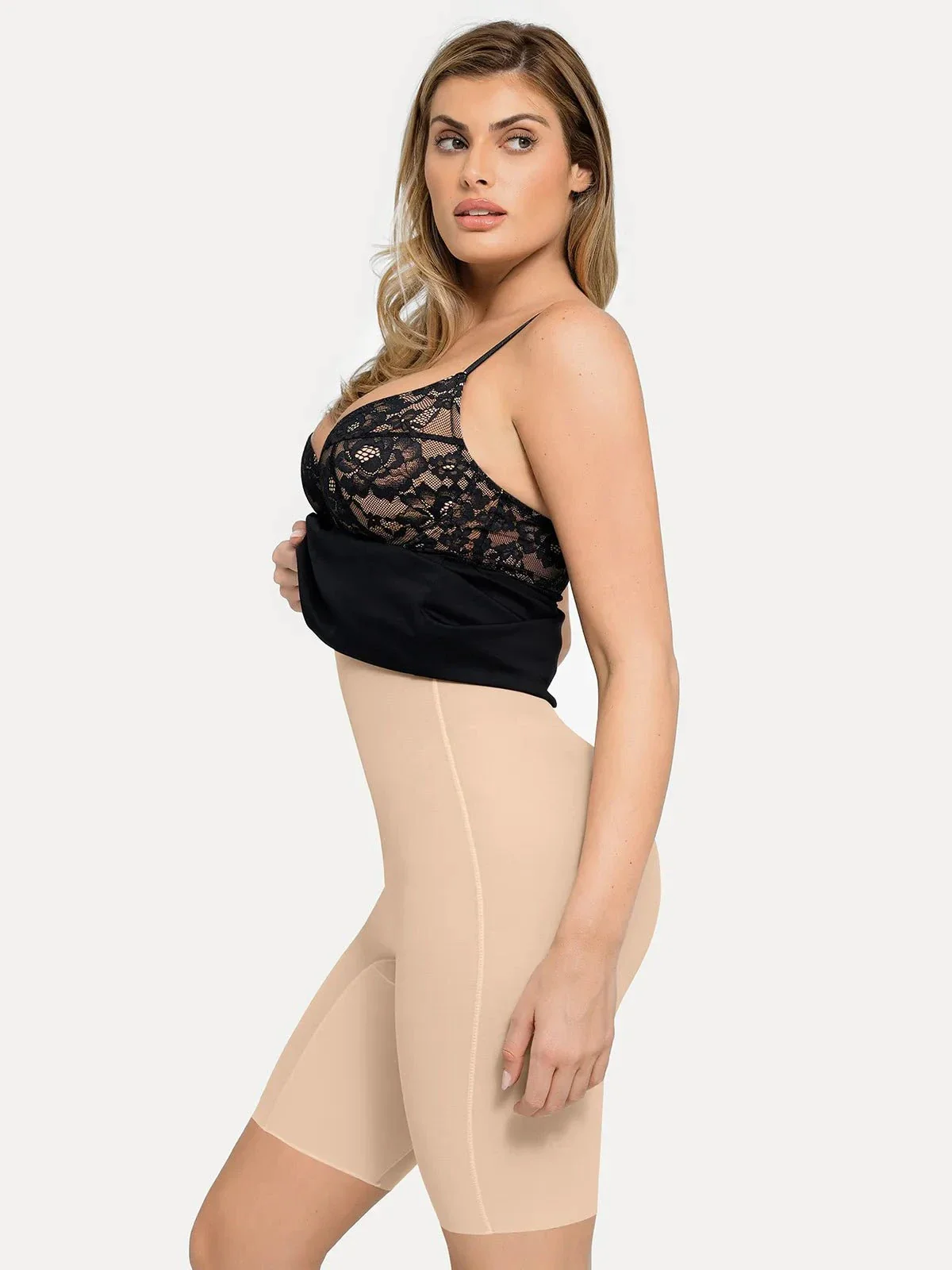 Shapewear Sculpting Lace Corset Midi Slip Dress - Image 15
