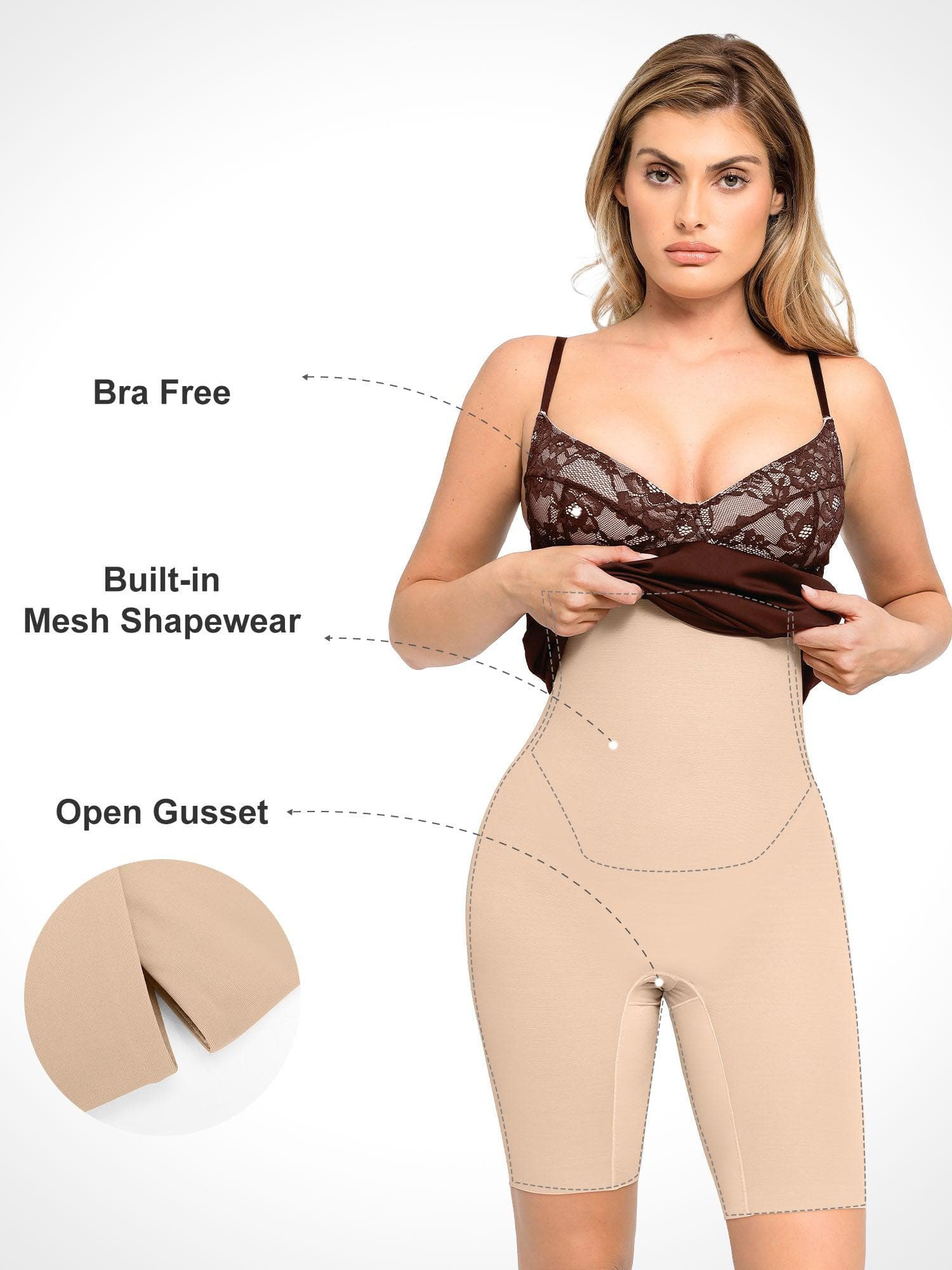 Shapewear Sculpting Lace Corset Midi Slip Dress - Image 20