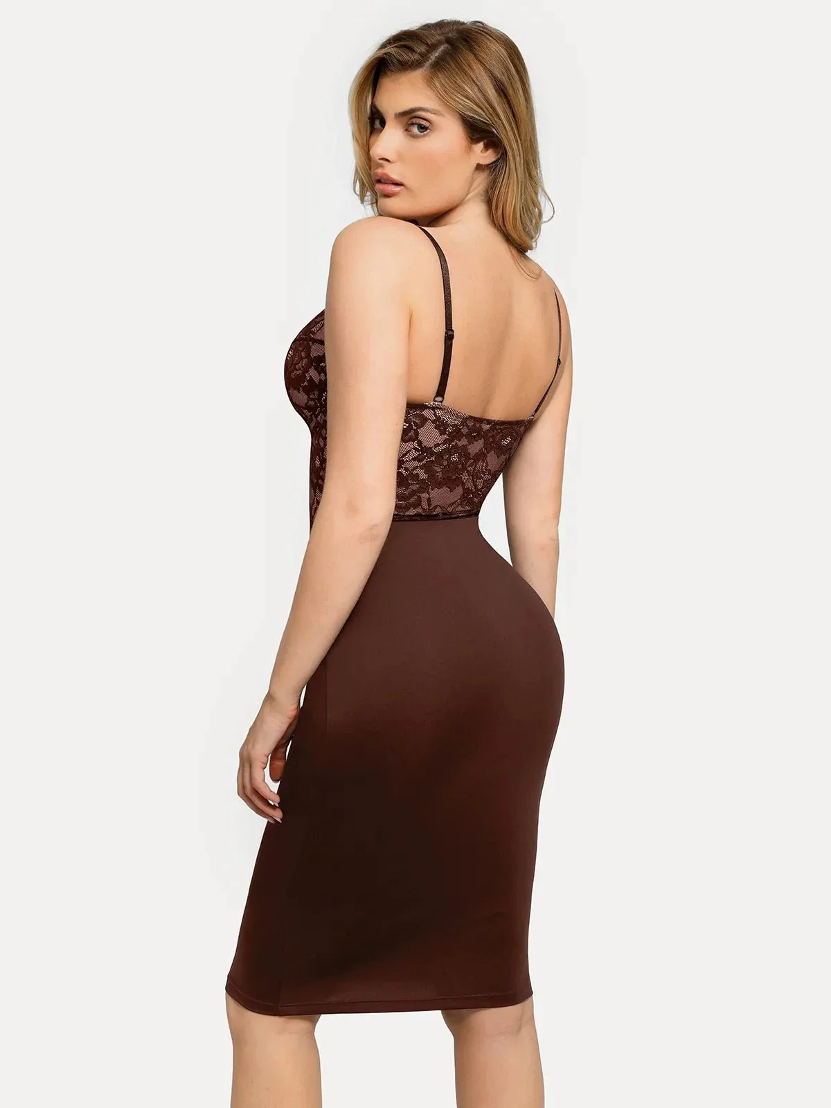 Shapewear Sculpting Lace Corset Midi Slip Dress - Image 21