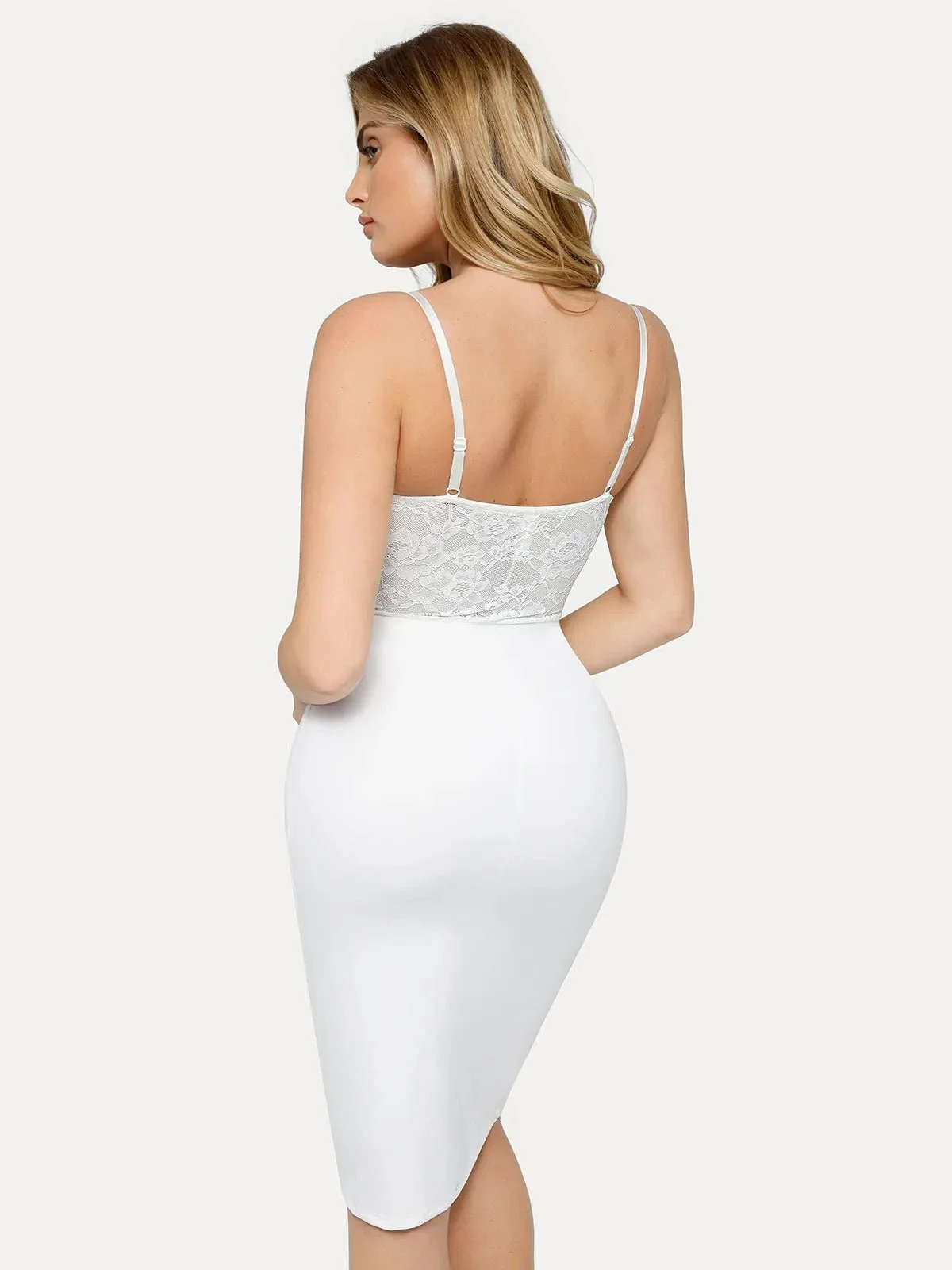 Shapewear Sculpting Lace Corset Midi Slip Dress - Image 4