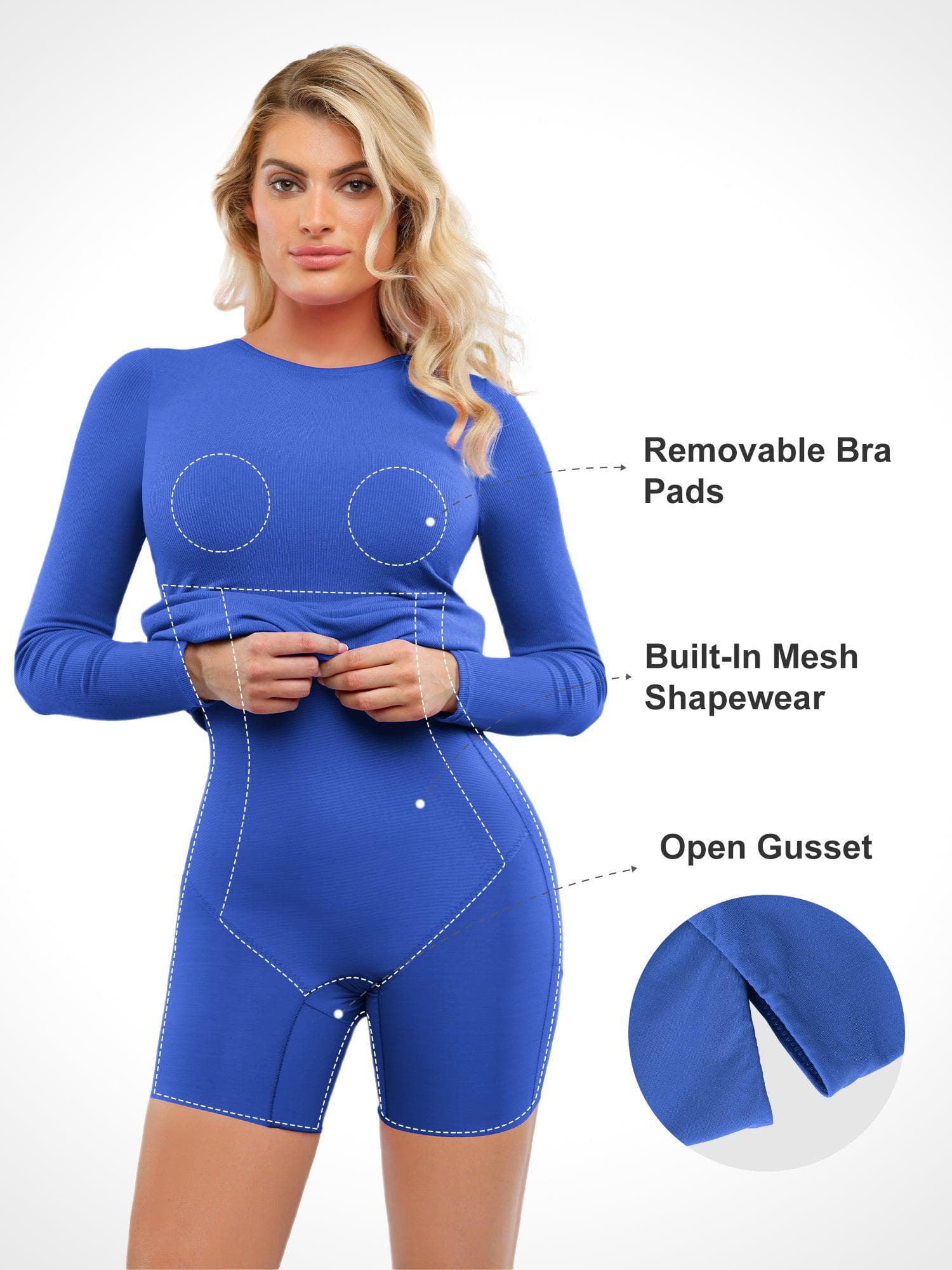Shapewear Modal Long Sleeve Crew Neck Slimming Midi Dress - Image 13