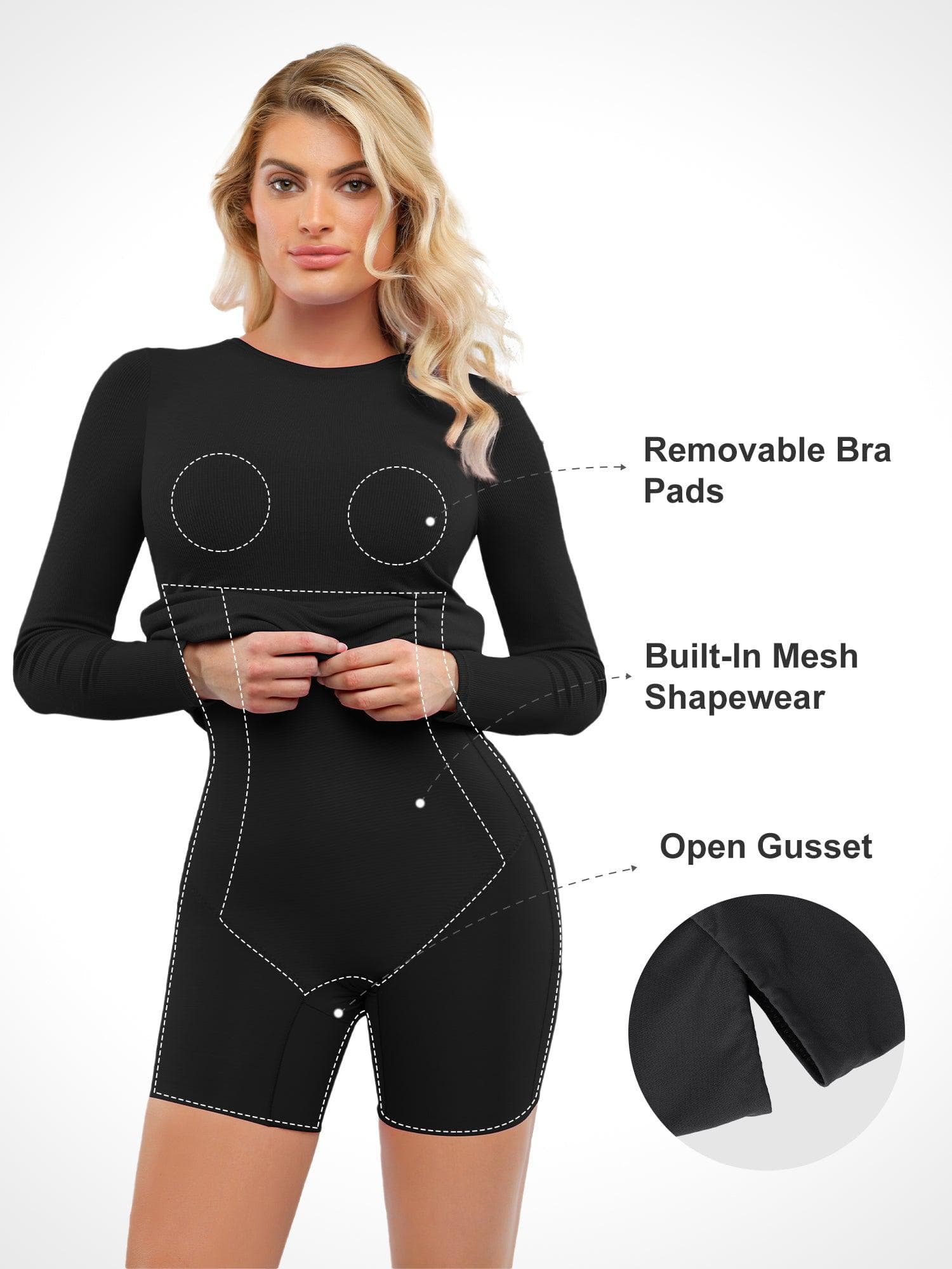 Shapewear Modal Long Sleeve Crew Neck Slimming Midi Dress - Image 18