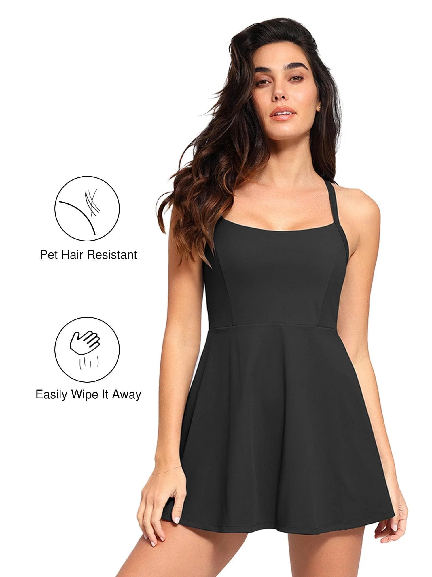 Shapewear Pet Hair Resistant Crisscross Back Workout Dress - Image 5