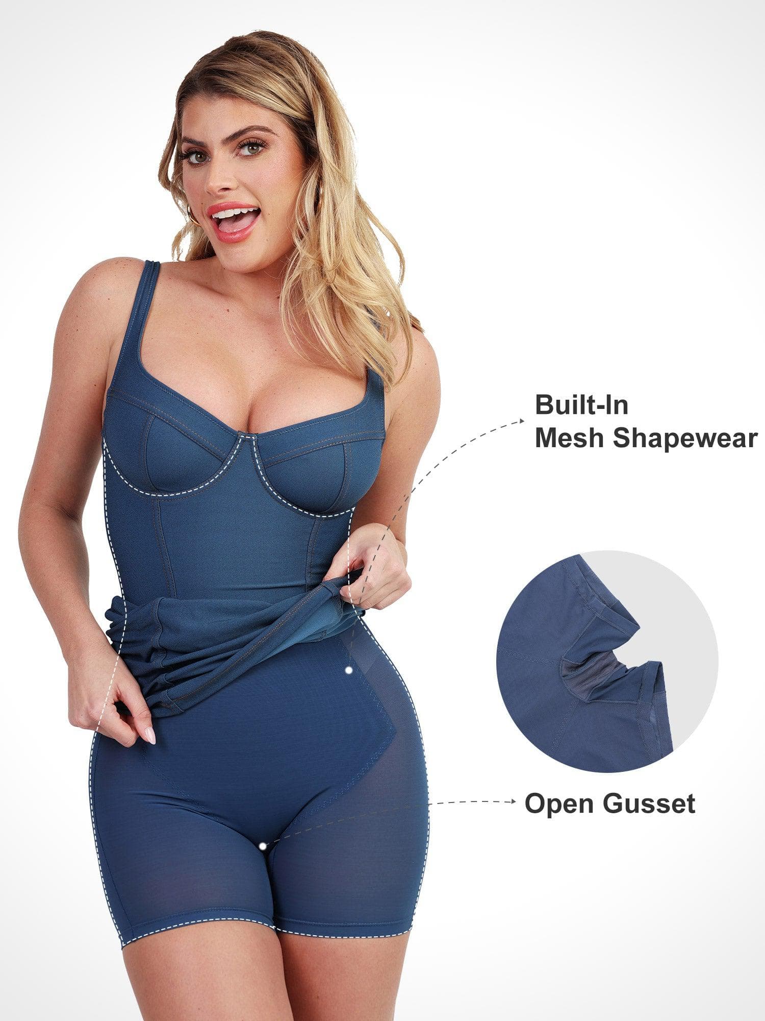Shapewear Denim Sculpting Dress or Bodysuit or Jumpsuit - Image 34