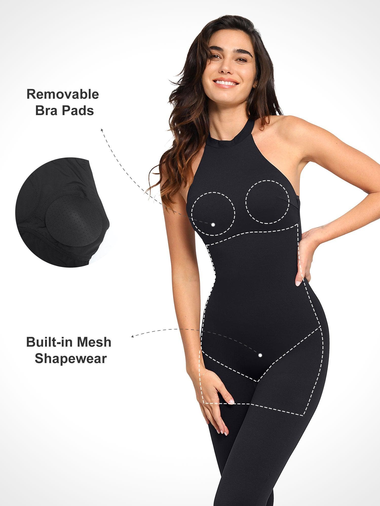 Built-In Shapewear Halter Jumpsuit Or Romper - Image 13