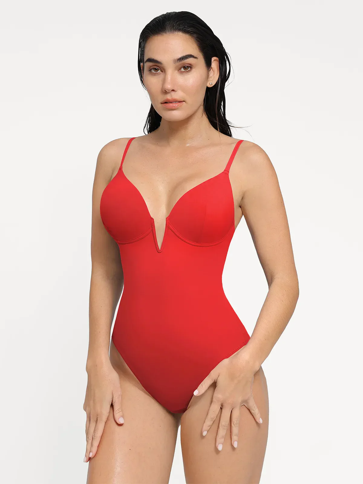 Shapewear Plunging V Slimming One-Piece Swimsuit - Image 3