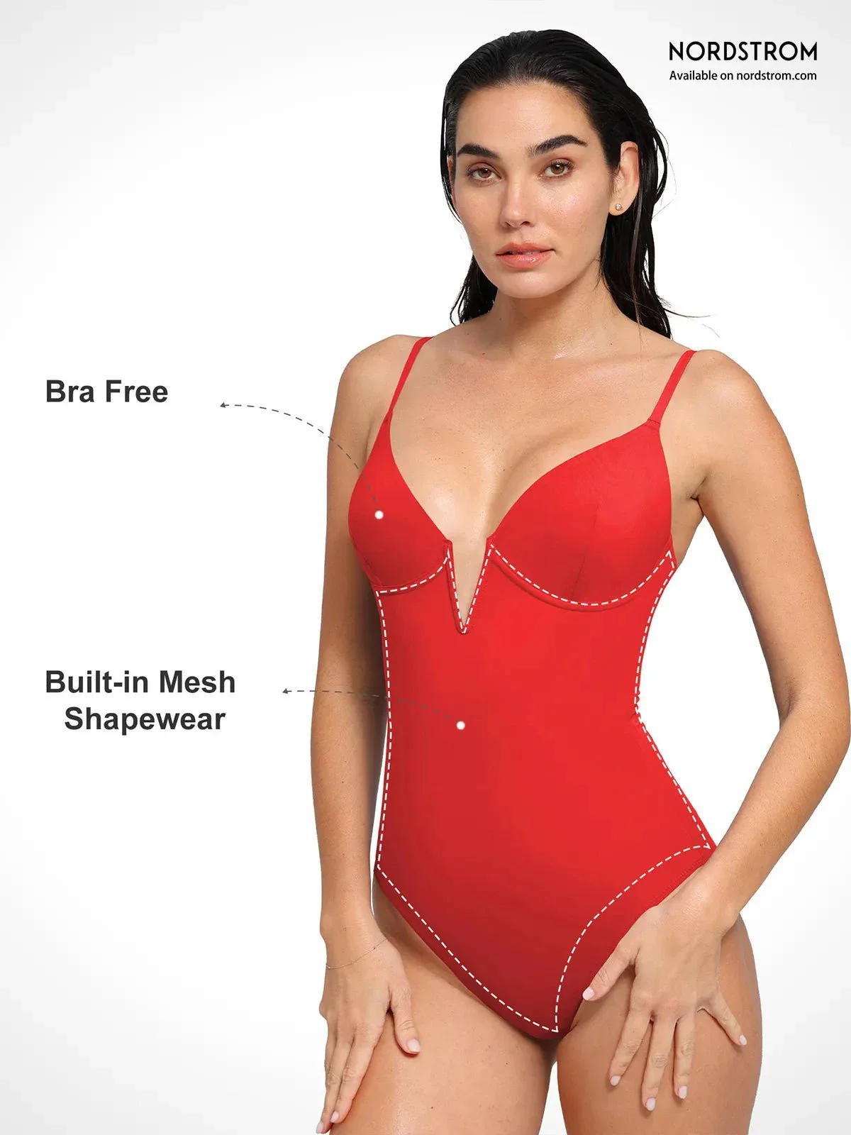 Shapewear Plunging V Slimming One-Piece Swimsuit - Image 4