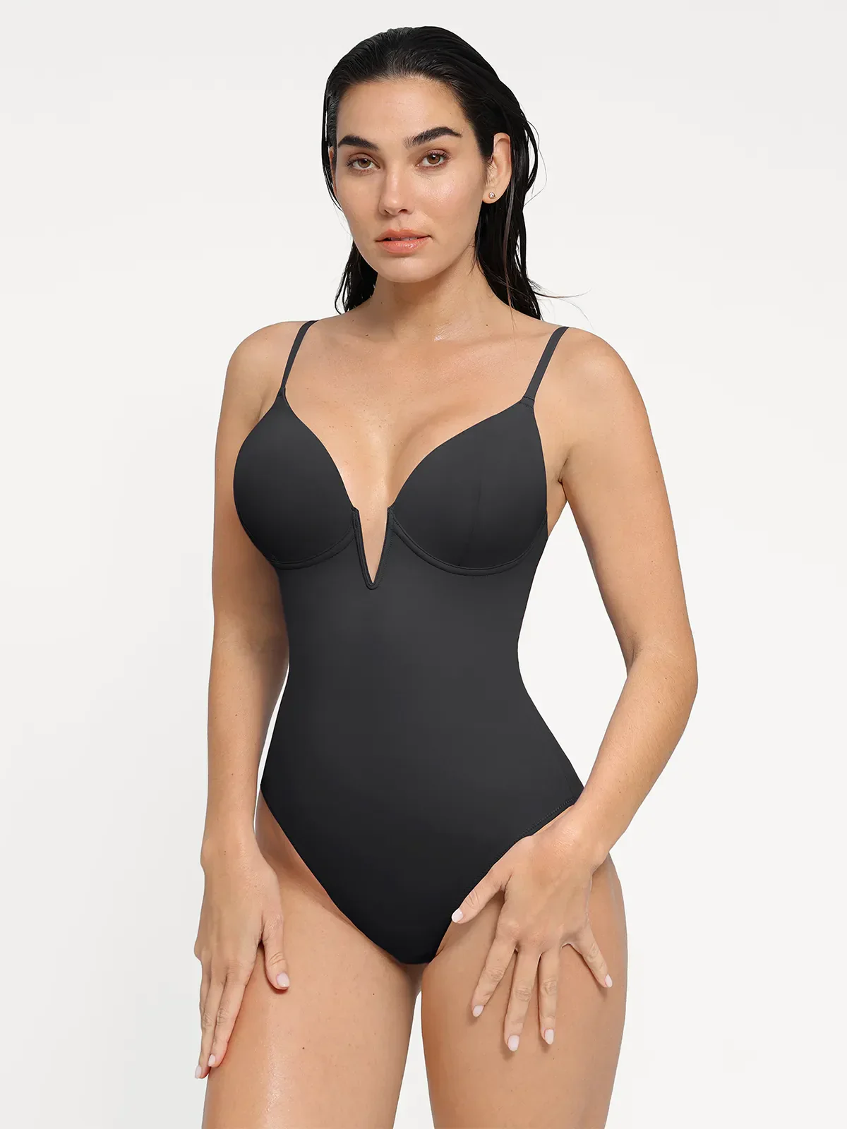 Shapewear Plunging V Slimming One-Piece Swimsuit - Image 9