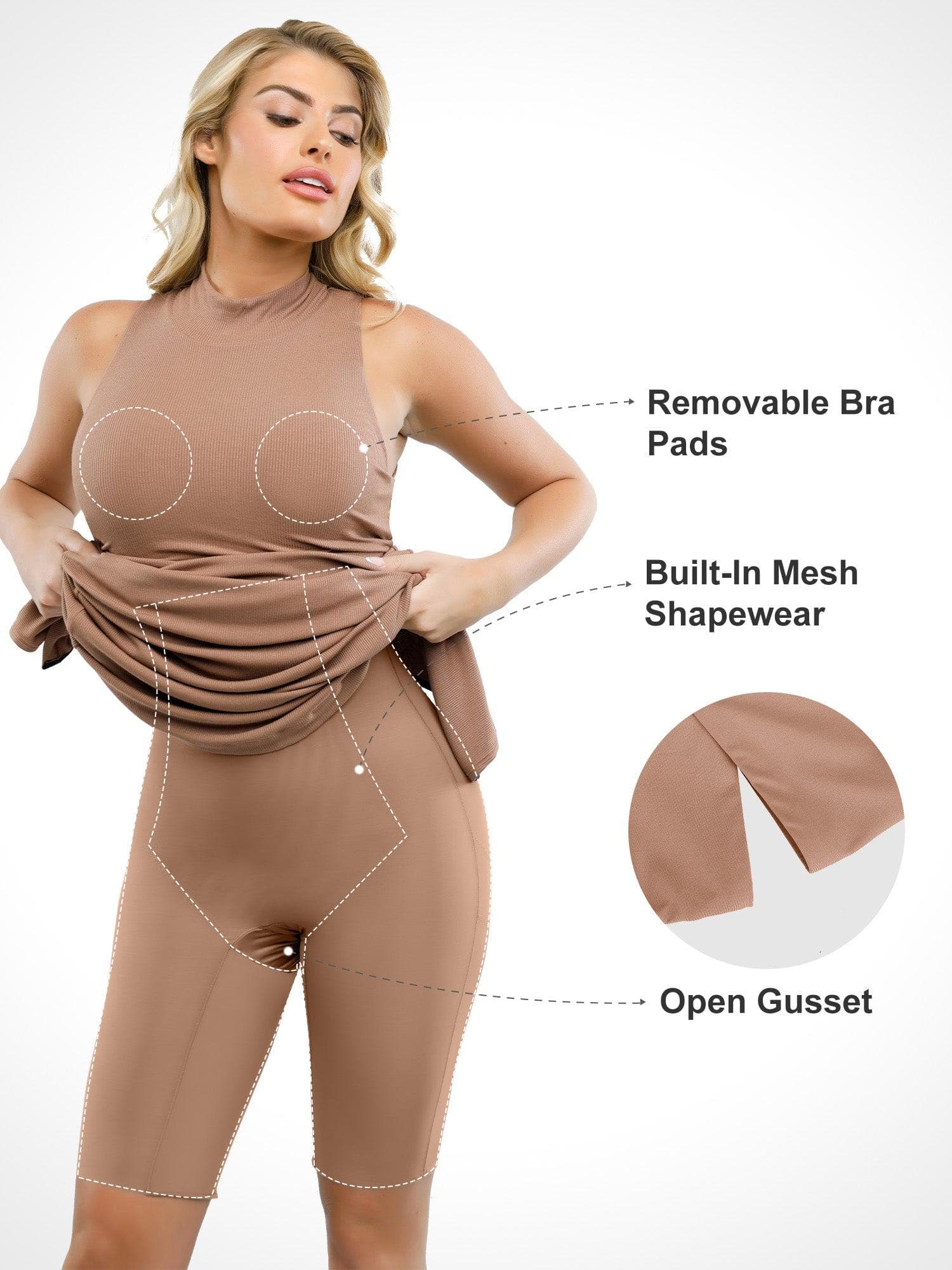 Shapewear Modal Cutaway Mock Neck Slimming Maxi Dress - Image 12