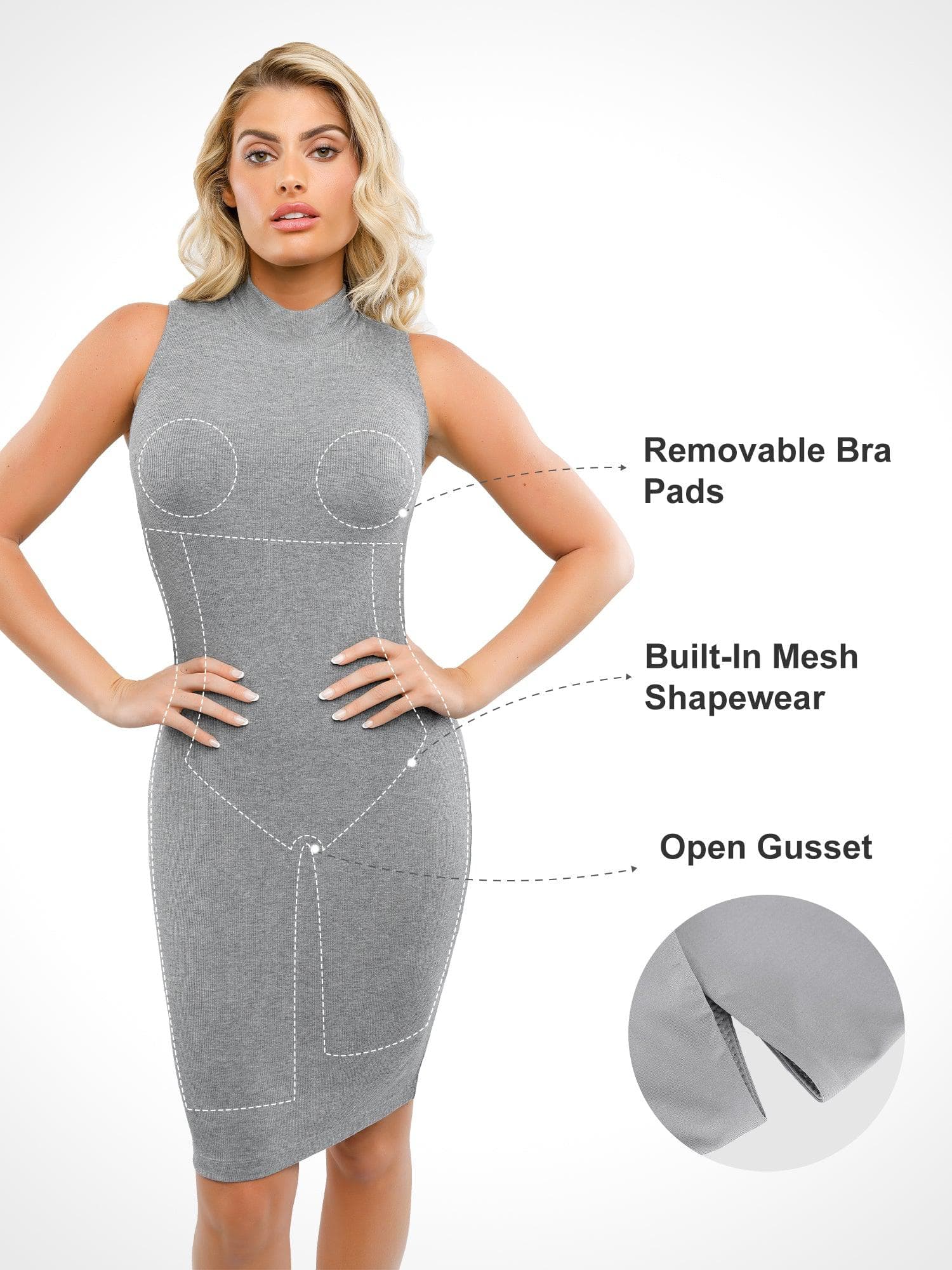 Shapewear Modal Cutaway Mock Neck Slimming Maxi Dress - Image 33