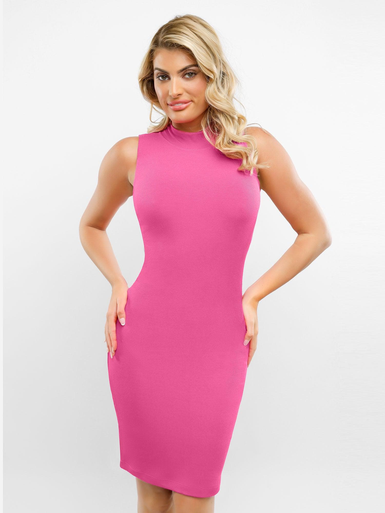 Shapewear Modal Cutaway Mock Neck Slimming Maxi Dress - Image 37