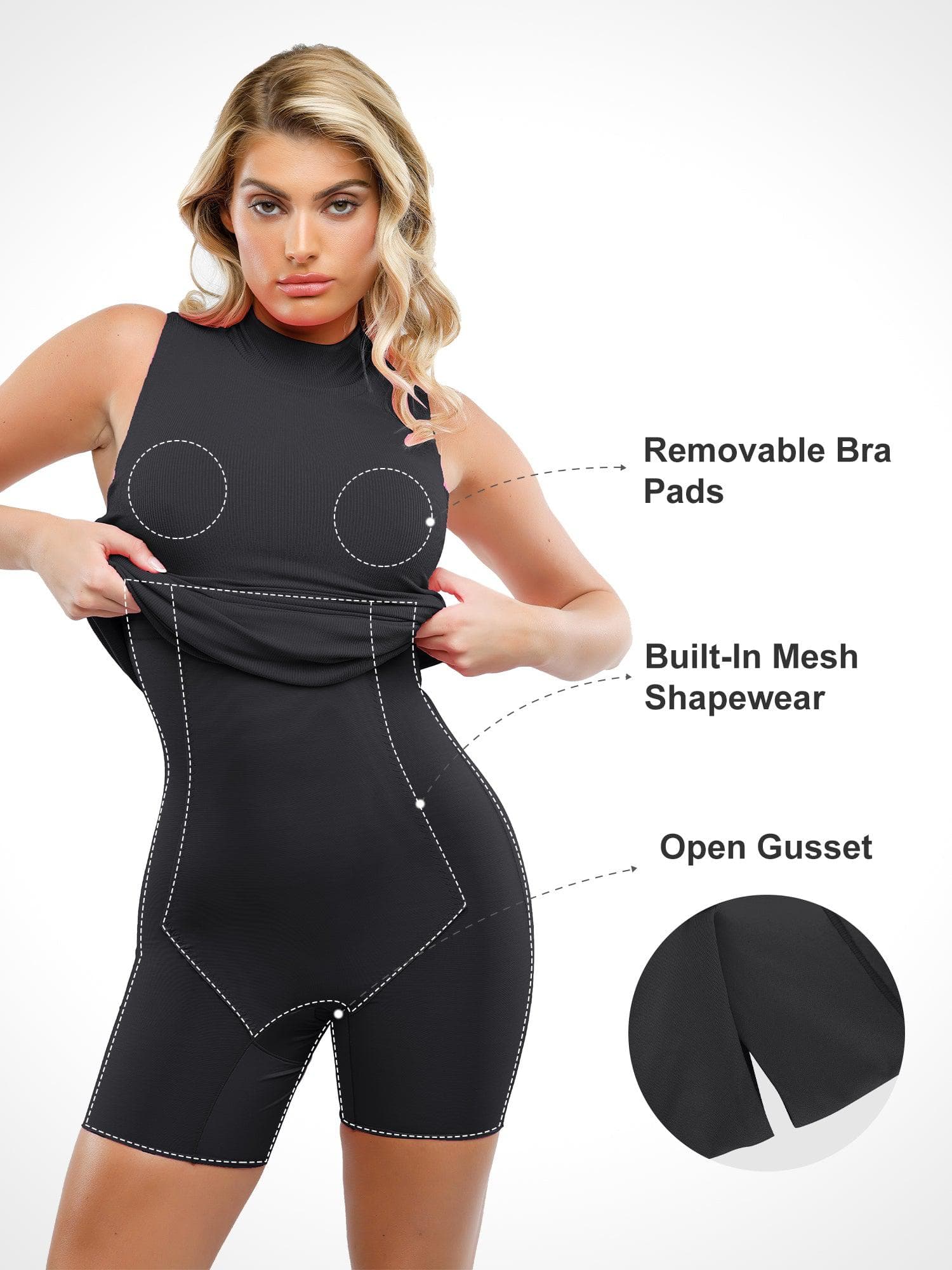Shapewear Modal Sleeveless Mock Neck Slimming Midi Dress - Image 8