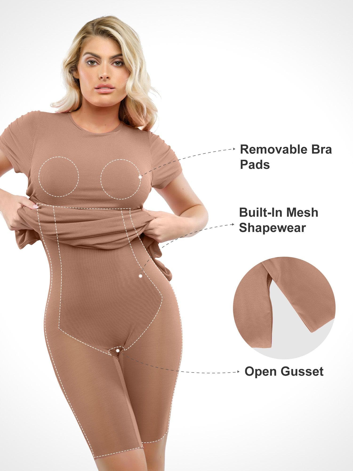 Shapewear Modal Short Sleeve Mock Neck Slimming Maxi Dress - Image 15